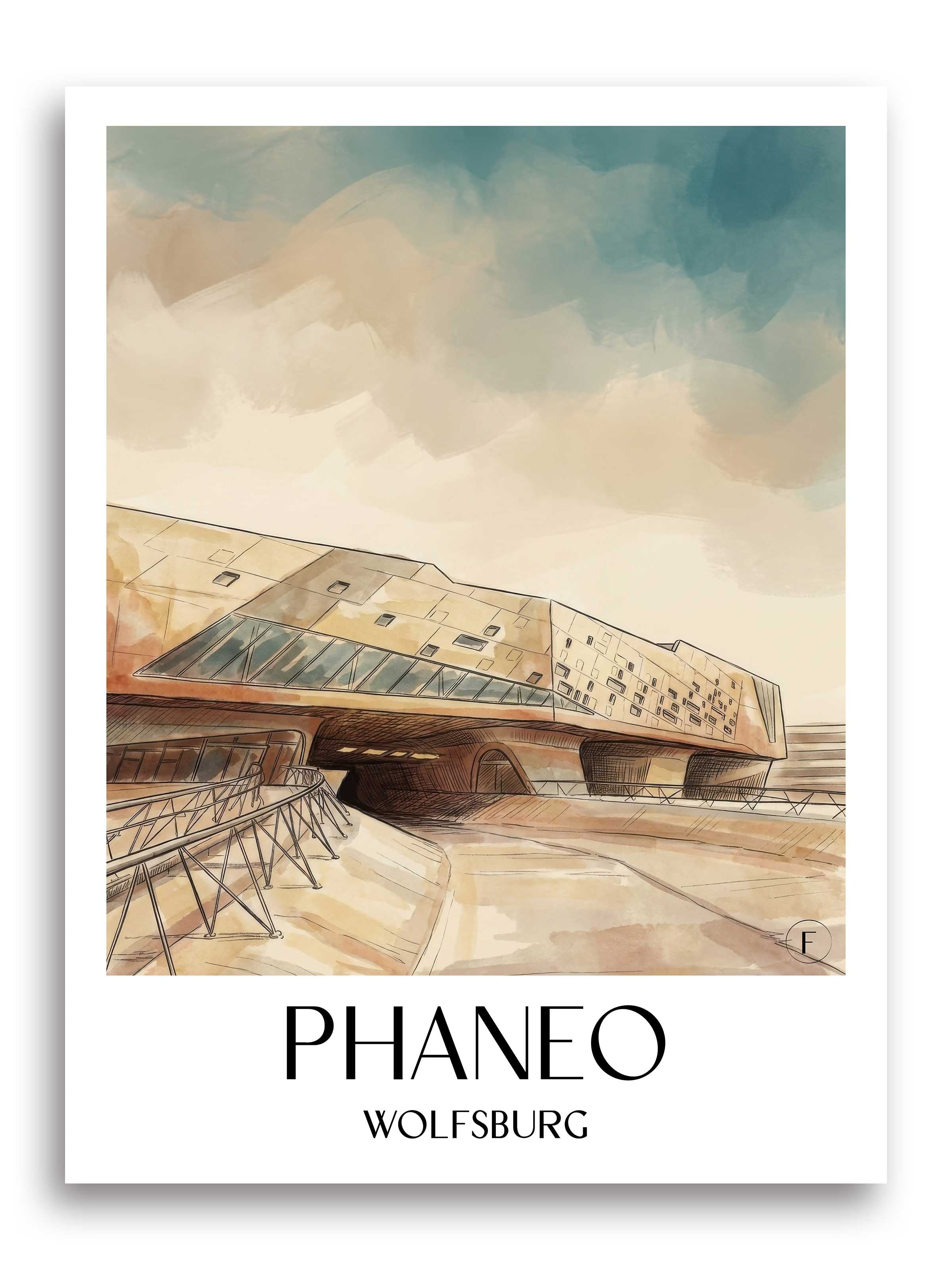 Phaneo Poster - Wolfsburg - Deutschland Kunstdruck - Aquarell von A4 bis A1 - favplace