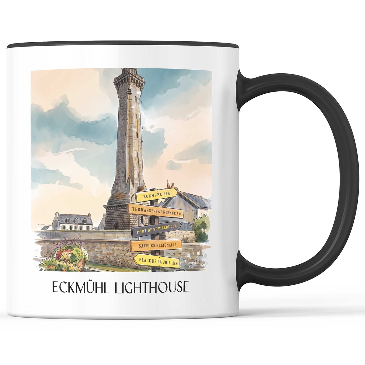 Phare d'Eckmühl Kaffeebecher - Penmarc'h - Frankreich Becher - Kaffeetasse im Aquarell Stil - favplace