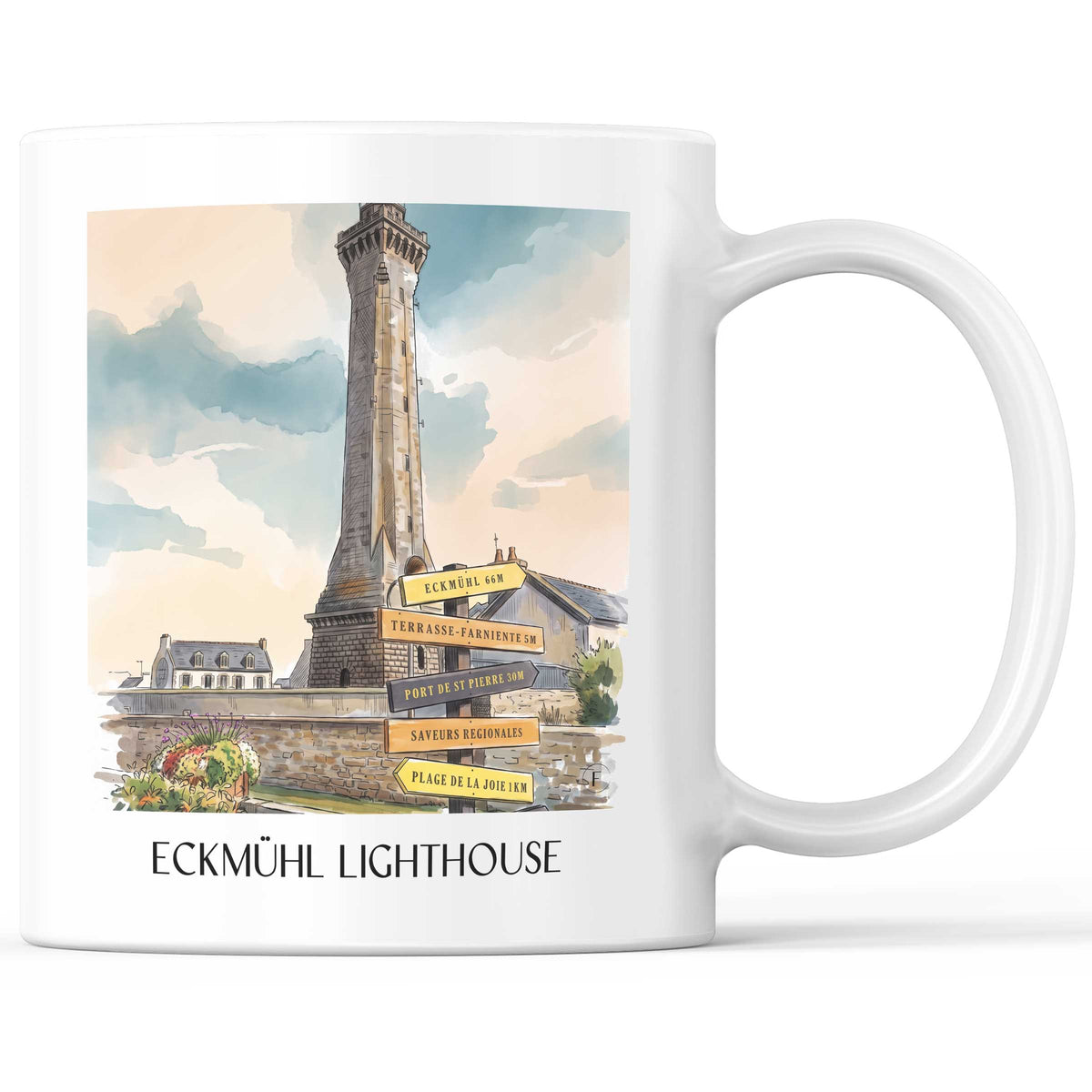 Phare d'Eckmühl Kaffeebecher - Penmarc'h - Frankreich Becher - Kaffeetasse im Aquarell Stil - favplace