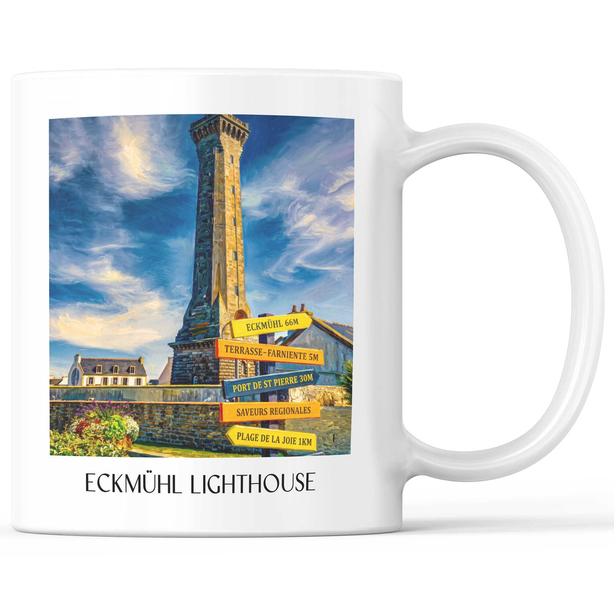 Phare d'Eckmühl Kaffeebecher - Penmarc'h - Frankreich Becher - Kaffeetasse im Ölgemälde Stil - favplace