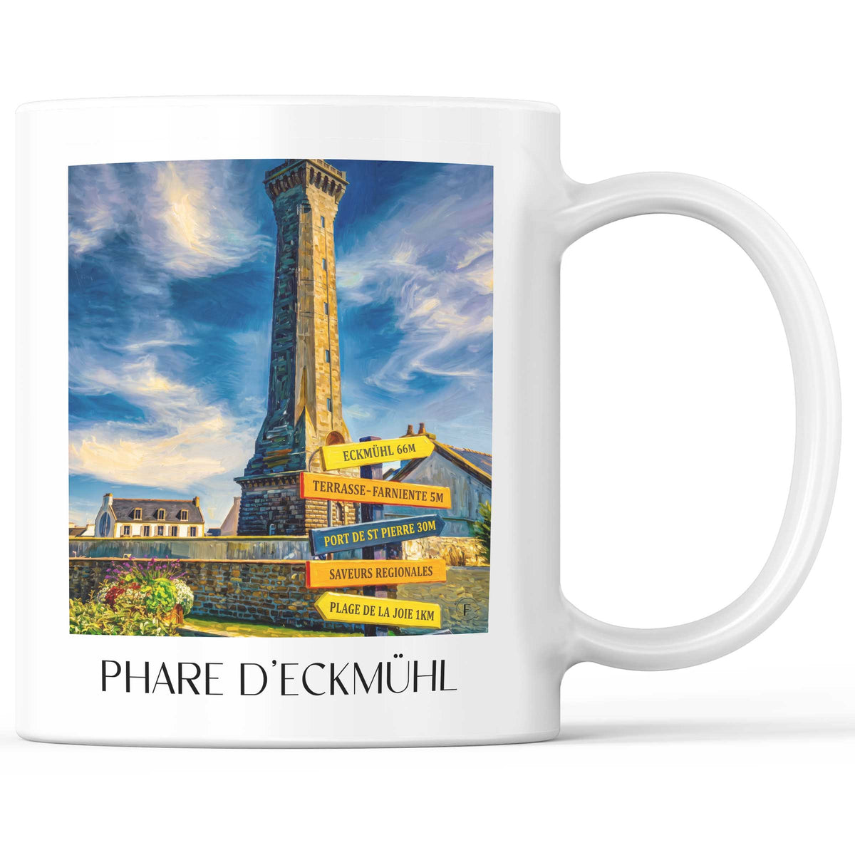 Phare d'Eckmühl Kaffeebecher - Penmarc'h - Frankreich Becher - Kaffeetasse im Ölgemälde Stil - favplace