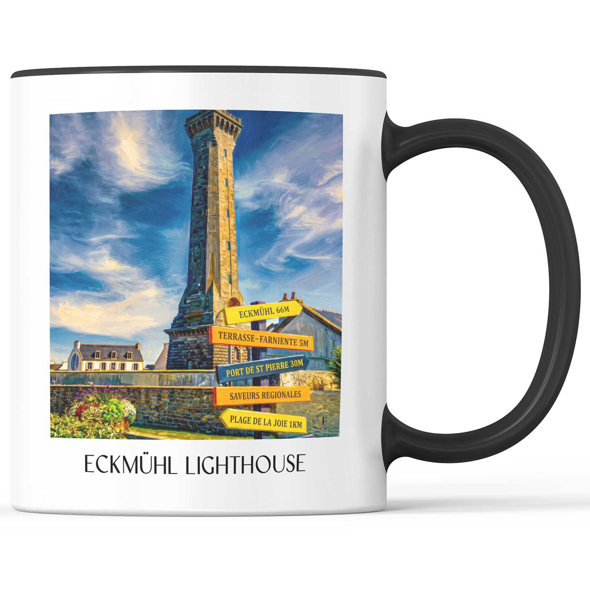 Phare d'Eckmühl Kaffeebecher - Penmarc'h - Frankreich Becher - Kaffeetasse im Ölgemälde Stil - favplace