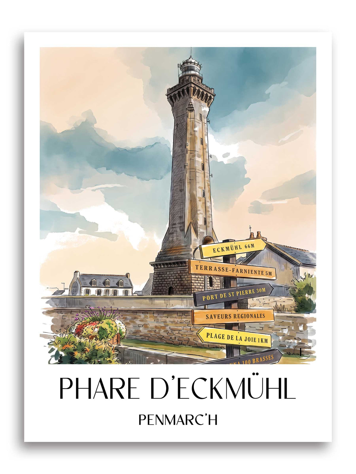 phare-d'eckmühl-penmarc'h-frankreich-poster-aquarell