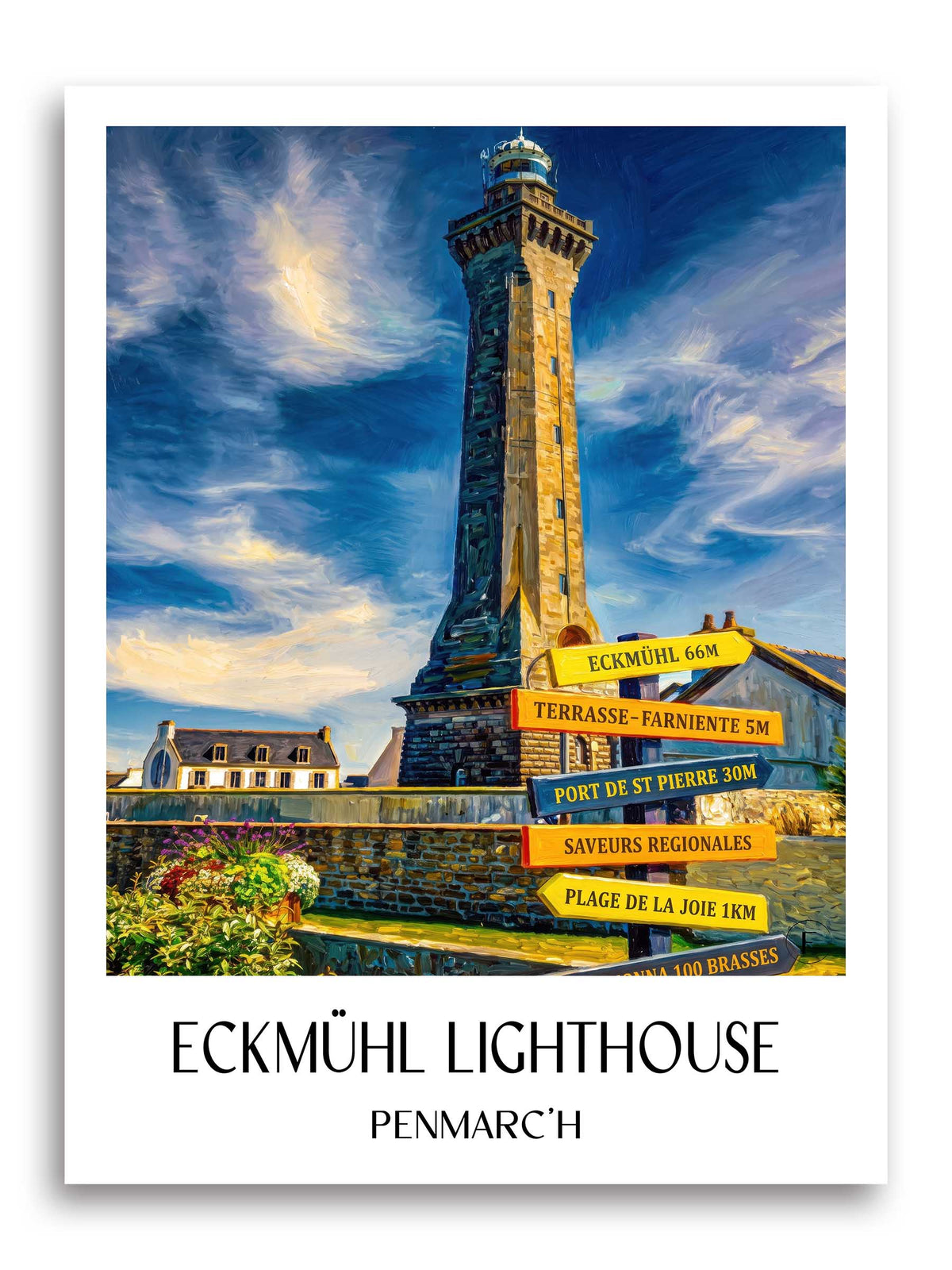Phare d'Eckmühl Poster - Penmarc'h - Frankreich Kunstdruck - Ölgemälde von A4 bis A1 - favplace