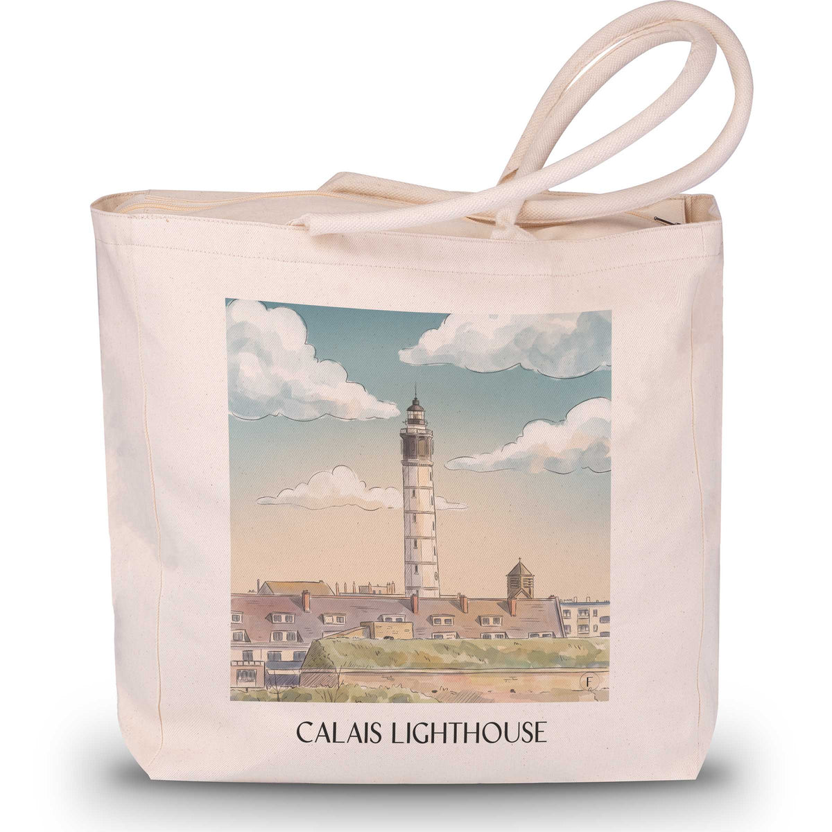 Phare de Calais Shopping Tasche - Côte d'Opale - Frankreich Tote Bag - Einkaufstasche im Aquarell Stil - favplace