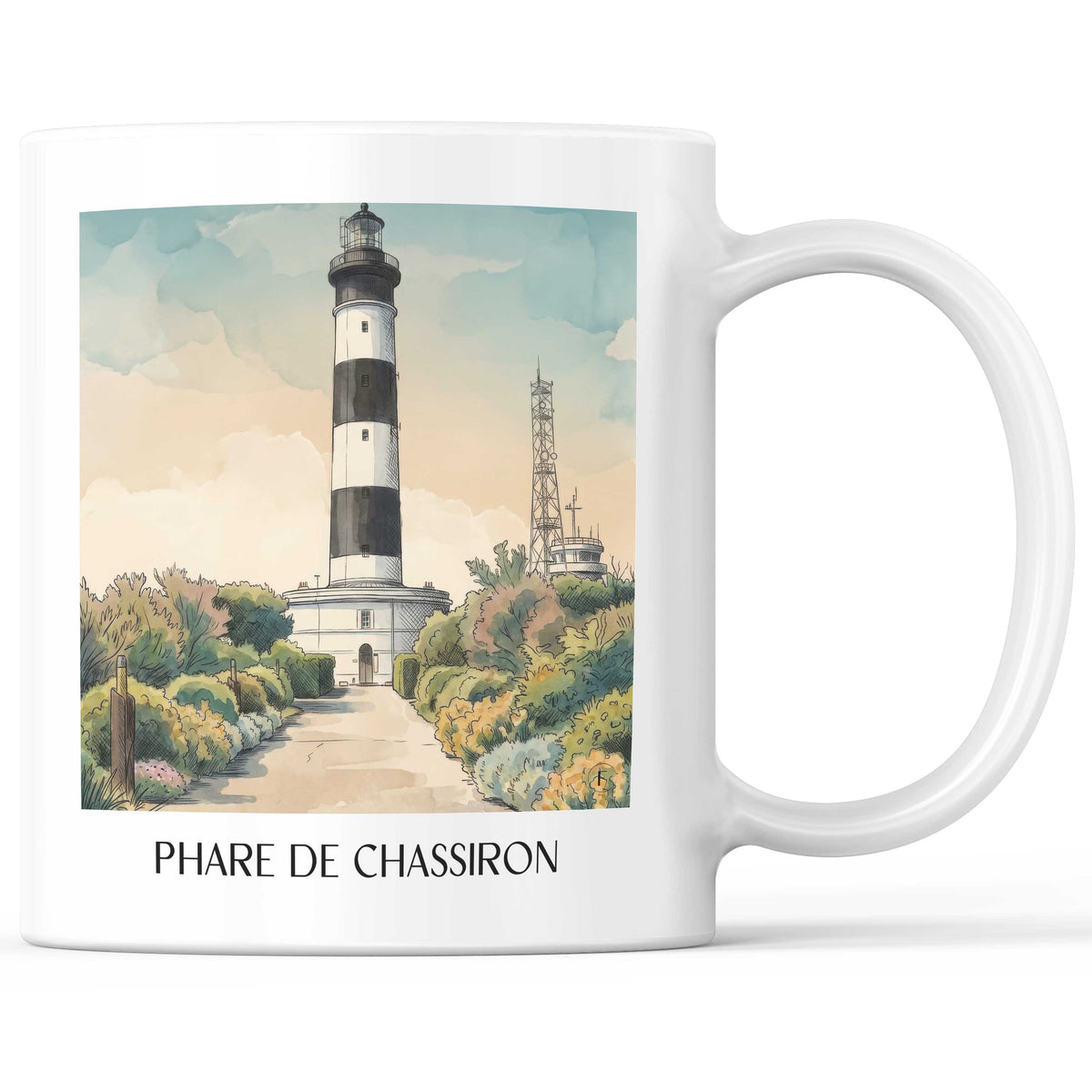 Phare de Chassiron Kaffeebecher - Île d'Oléron - Frankreich Becher - Kaffeetasse im Aquarell Stil - favplace