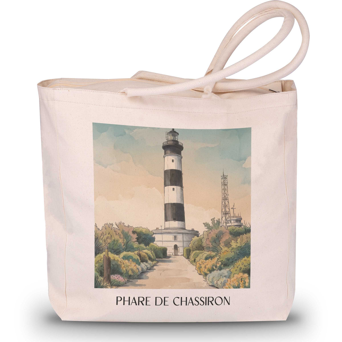 phare-de-chassiron-île-d'oléron-frankreich-einkaufstasche-aquarell