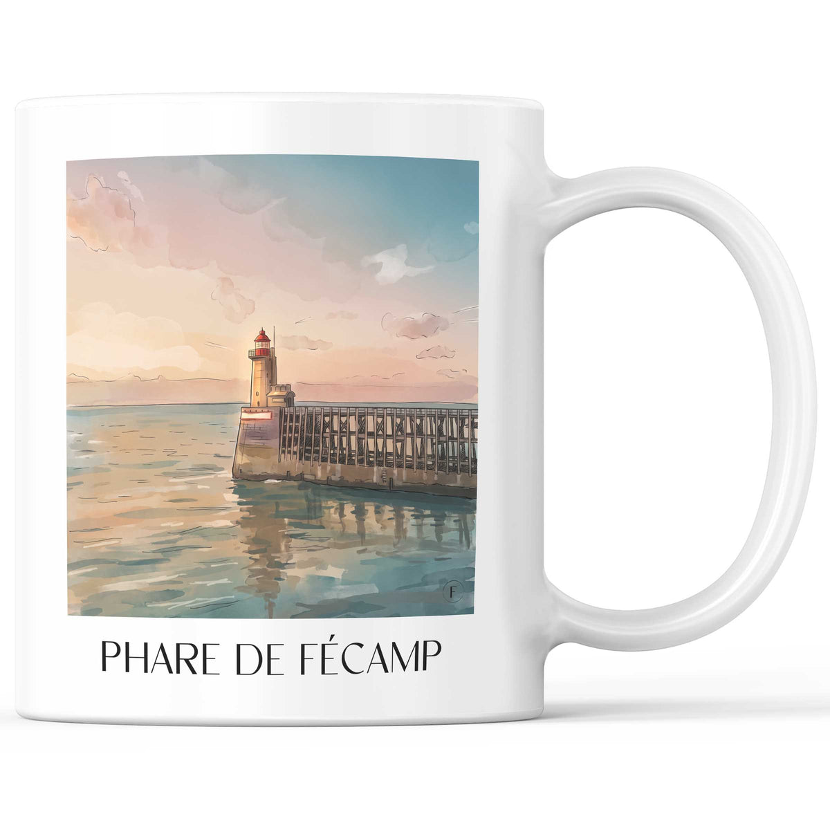 Phare de Fécamp Kaffeebecher - Côte d'Albâtre - Frankreich Becher - Kaffeetasse im Aquarell Stil - favplace