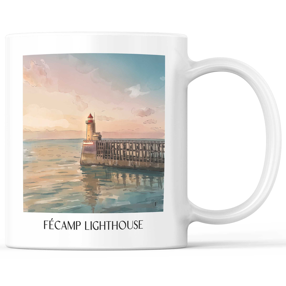 Phare de Fécamp Kaffeebecher - Côte d'Albâtre - Frankreich Becher - Kaffeetasse im Aquarell Stil - favplace