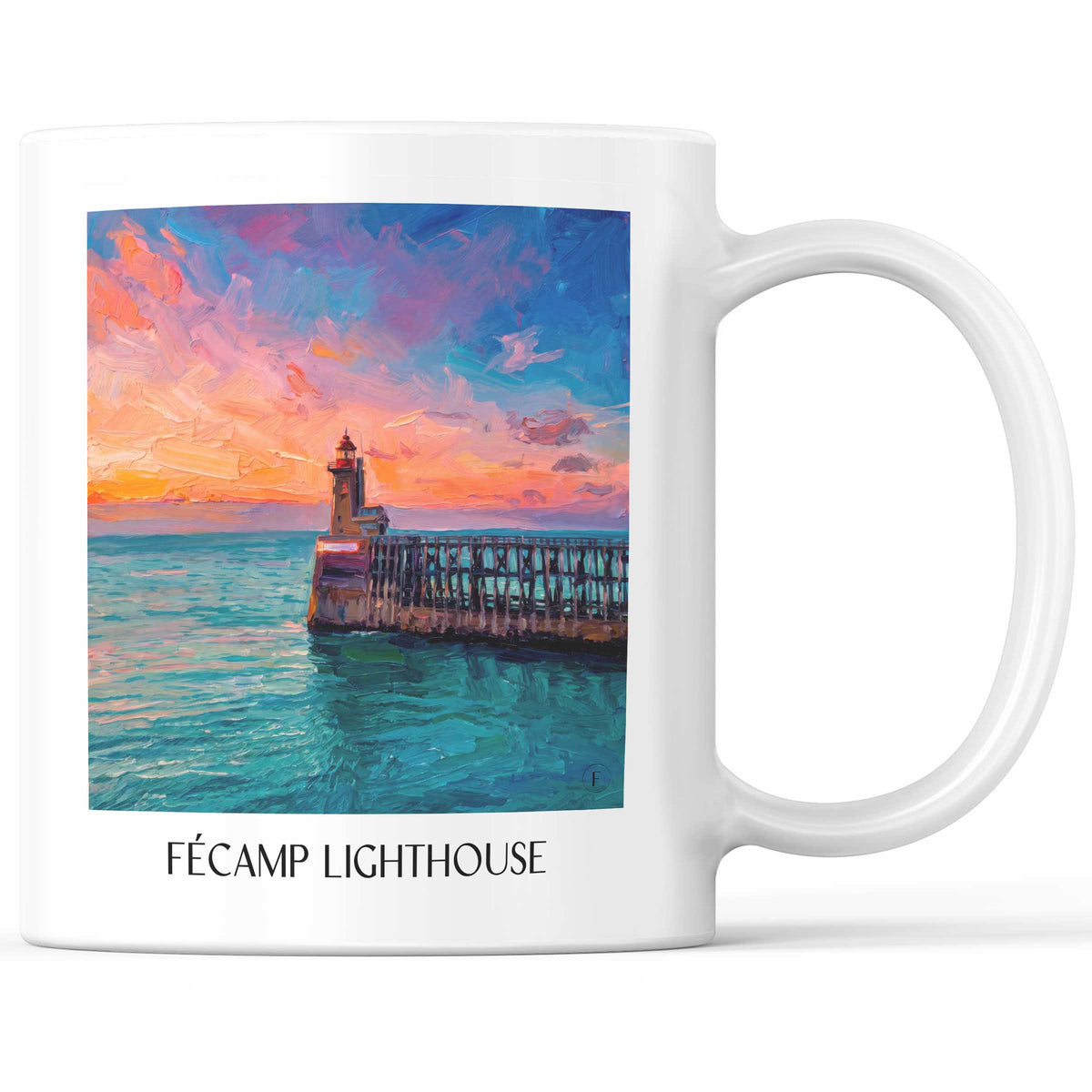 Phare de Fécamp Kaffeebecher - Côte d'Albâtre - Frankreich Becher - Kaffeetasse im Ölgemälde Stil - favplace