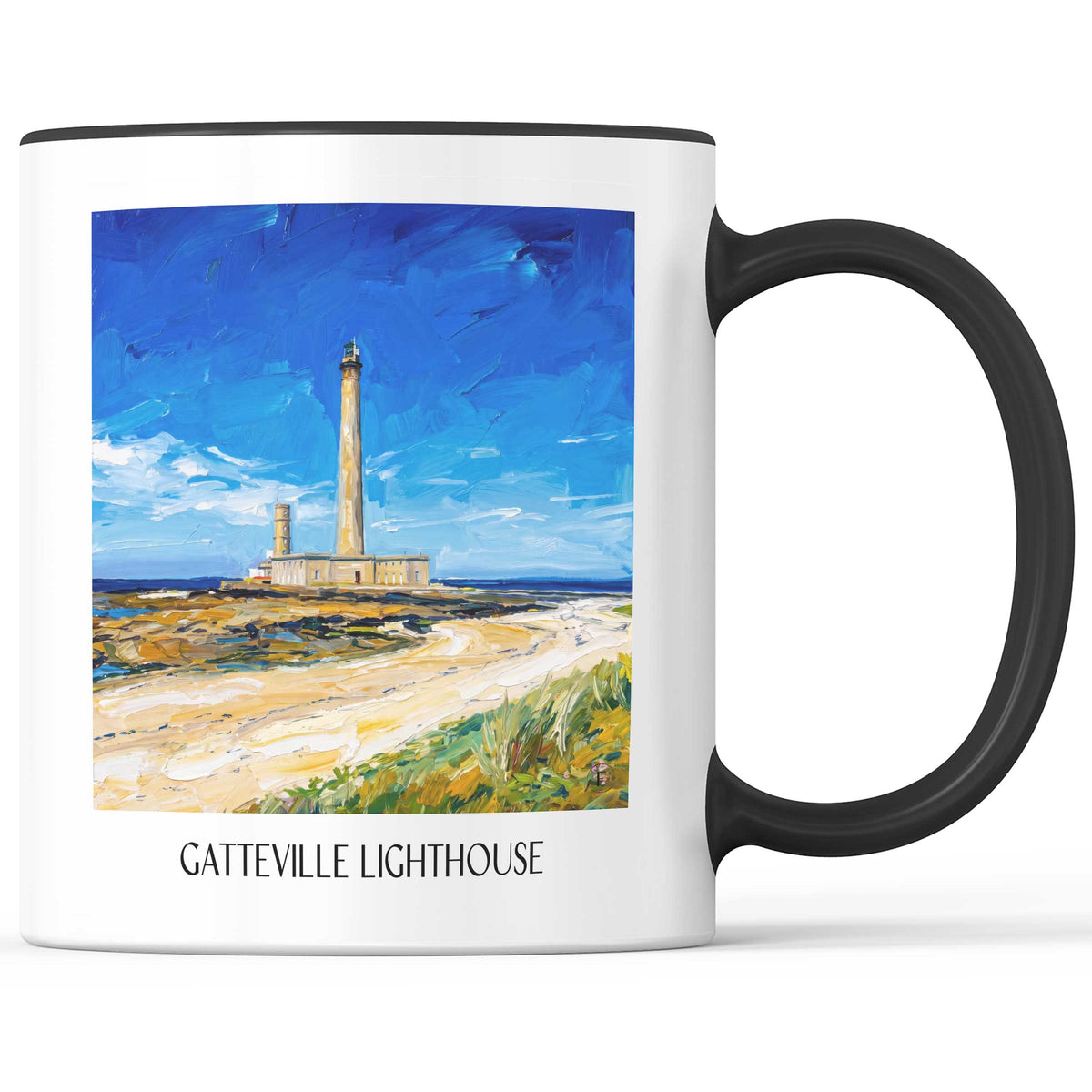 Phare de Gatteville Kaffeebecher - Manche - Frankreich Becher - Kaffeetasse im Ölgemälde Stil - favplace