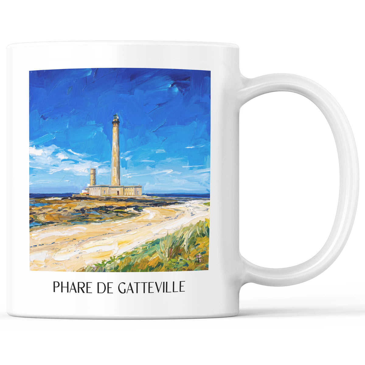 Phare de Gatteville Kaffeebecher - Manche - Frankreich Becher - Kaffeetasse im Ölgemälde Stil - favplace
