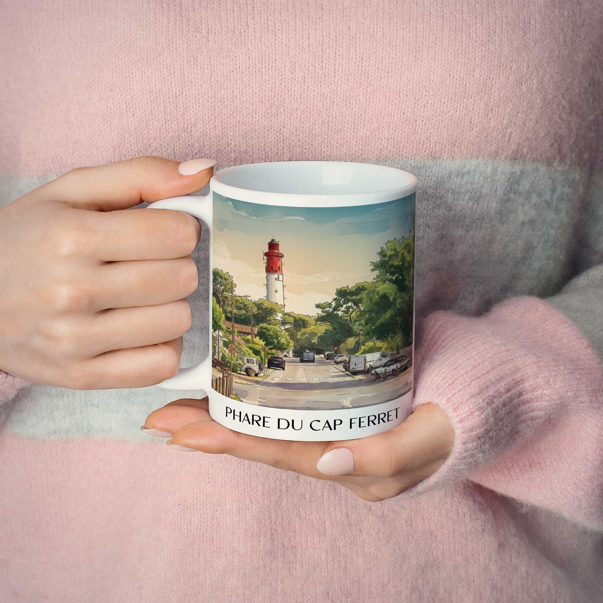phare-du-cap-ferret-bassin-d'arcachon-frankreich-kaffeebecher-aquarell