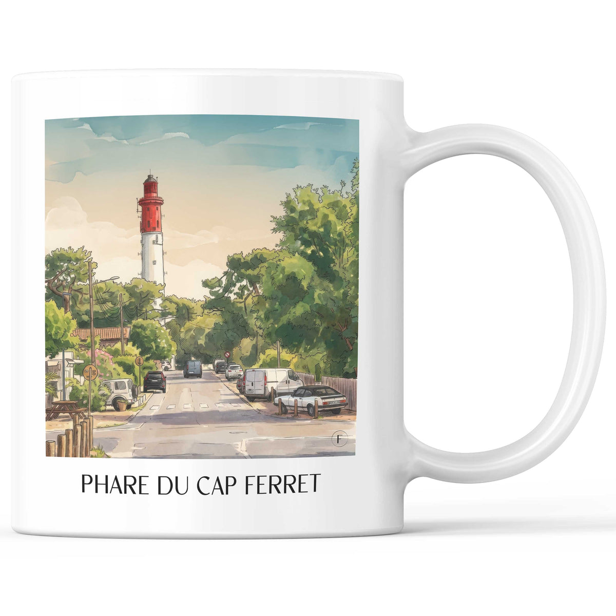 Phare du Cap Ferret Kaffeebecher - Bassin d'Arcachon - Frankreich Becher - Kaffeetasse im Aquarell Stil - favplace