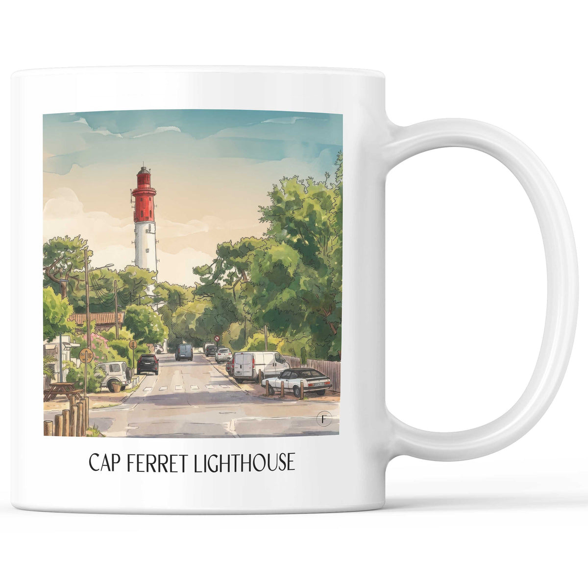 Phare du Cap Ferret Kaffeebecher - Bassin d'Arcachon - Frankreich Becher - Kaffeetasse im Aquarell Stil - favplace