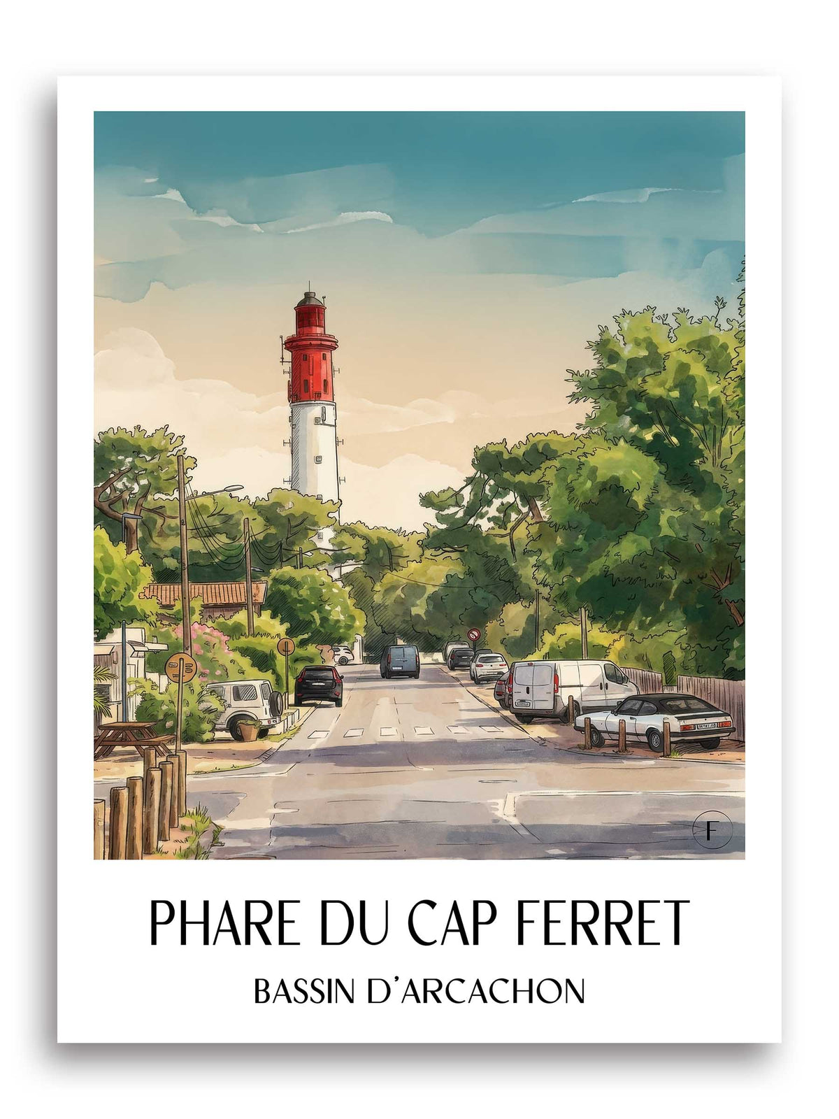 phare-du-cap-ferret-bassin-d'arcachon-frankreich-poster-aquarell