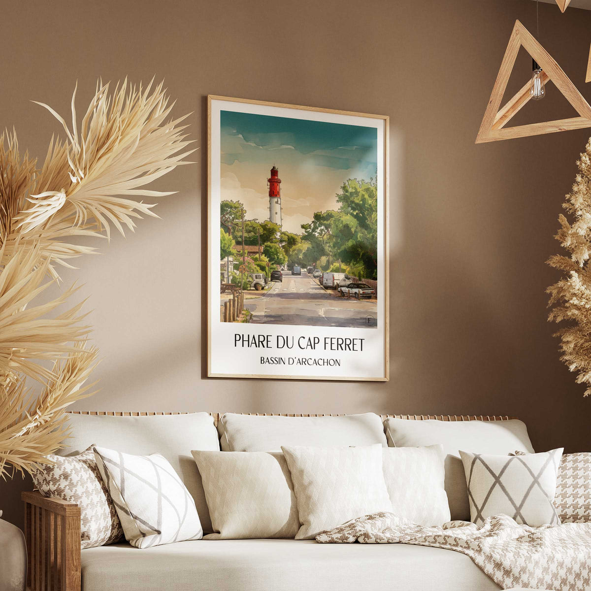 phare-du-cap-ferret-bassin-d'arcachon-frankreich-poster-aquarell