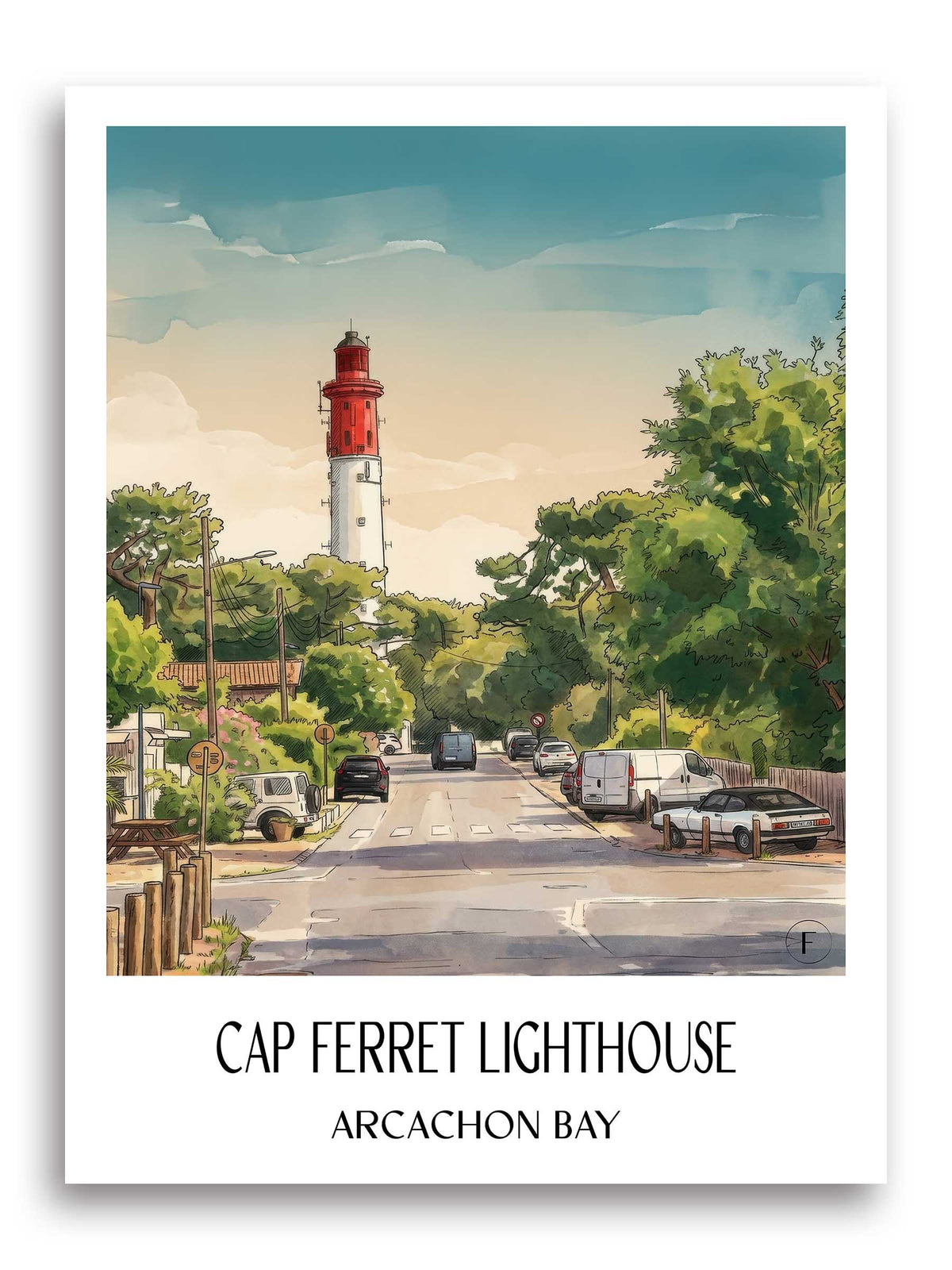 Phare du Cap Ferret Poster - Bassin d'Arcachon - Frankreich Kunstdruck - Aquarell von A4 bis A1 - favplace