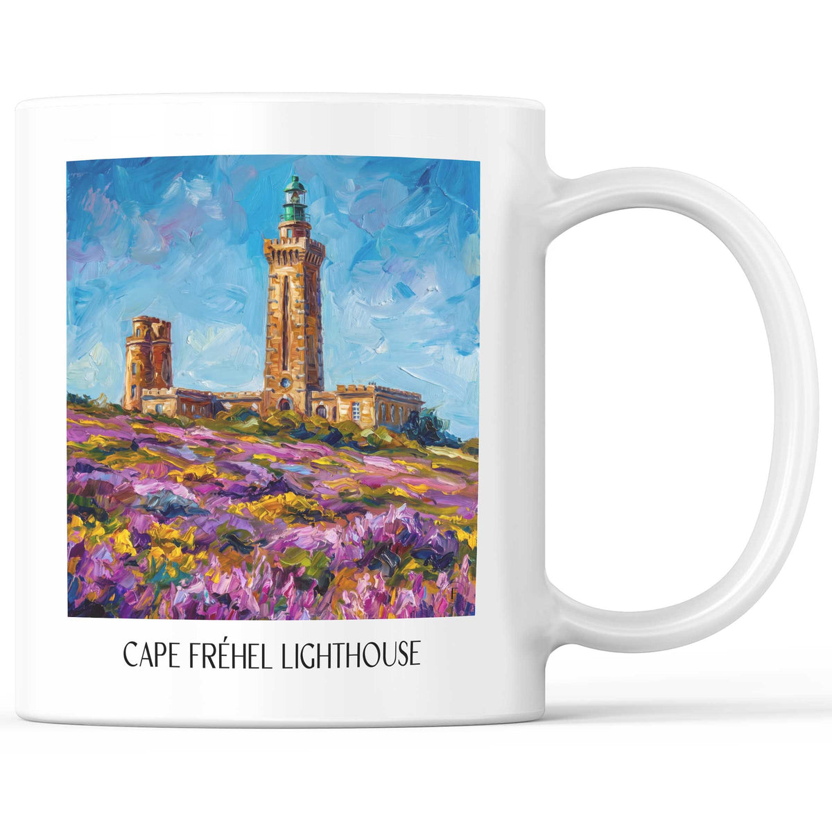 Phare du Cap Fréhel Kaffeebecher - Côte d'Émeraude - Frankreich Becher - Kaffeetasse im Ölgemälde Stil - favplace