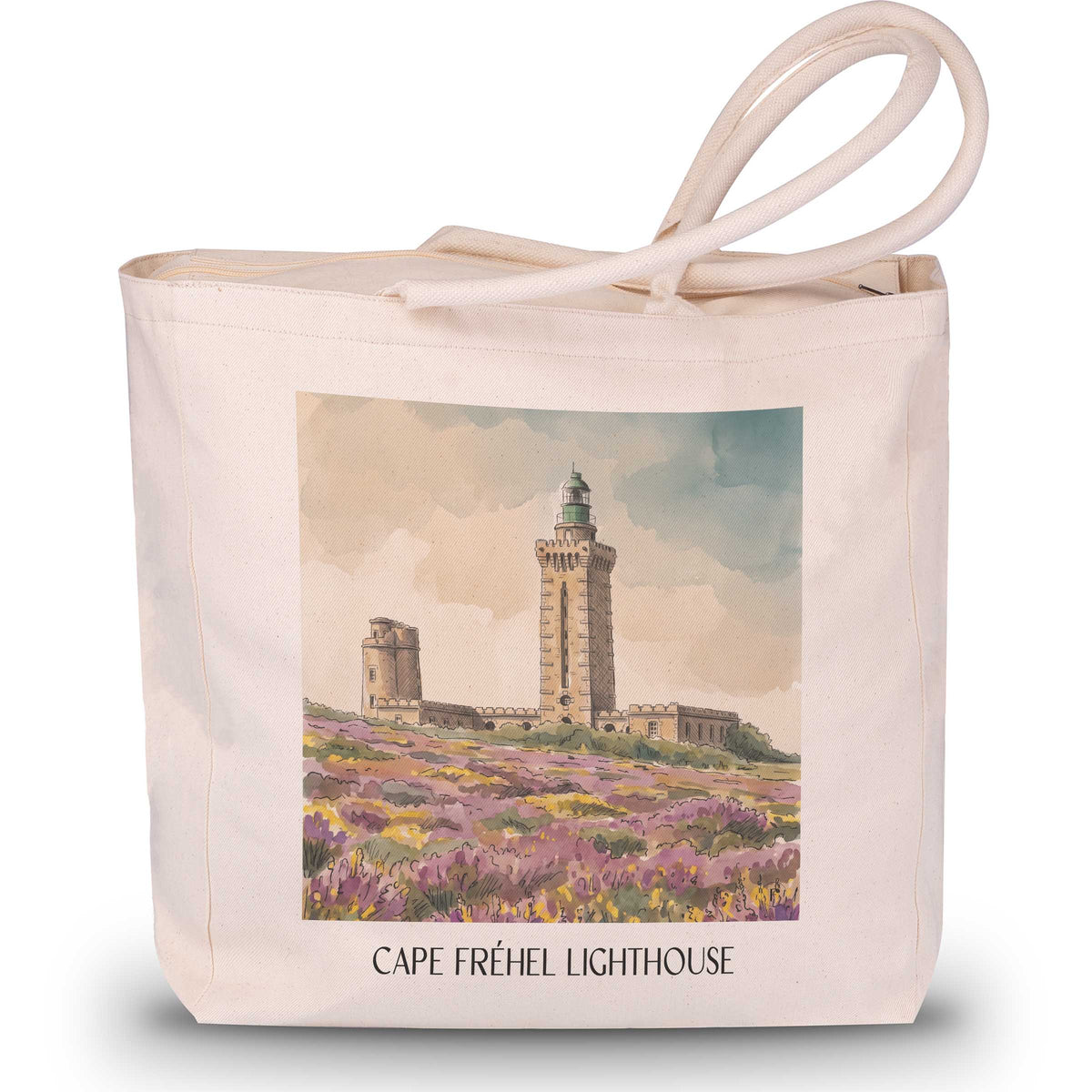 Phare du Cap Fréhel Shopping Tasche - Côte d'Émeraude - Frankreich Tote Bag - Einkaufstasche im Aquarell Stil - favplace