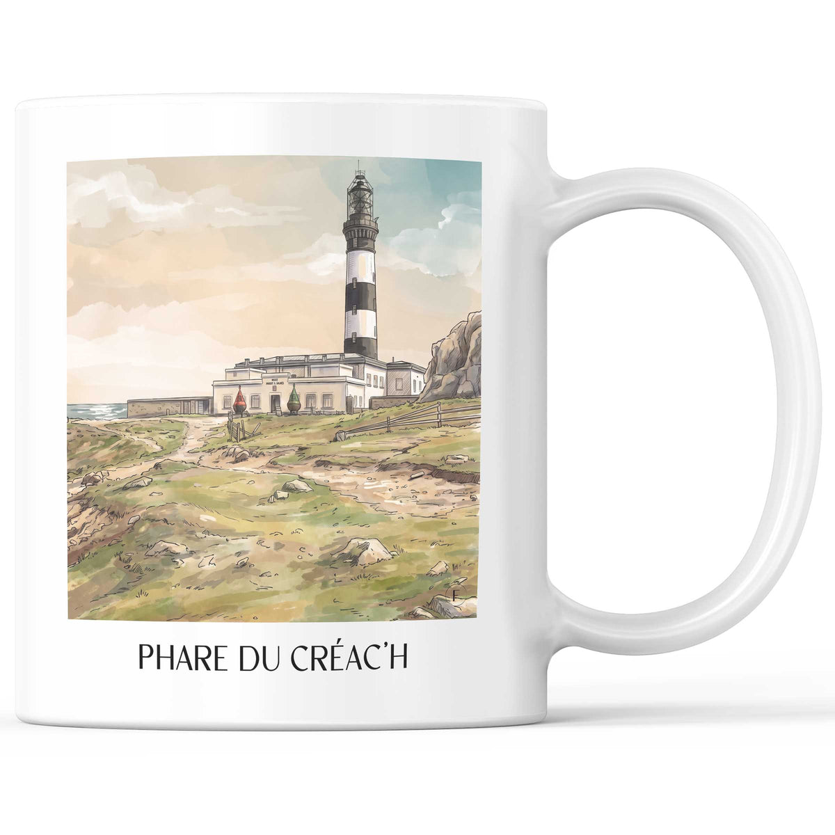 Phare du Créac'h Kaffeebecher - Ouessant - Frankreich Becher - Kaffeetasse im Aquarell Stil - favplace