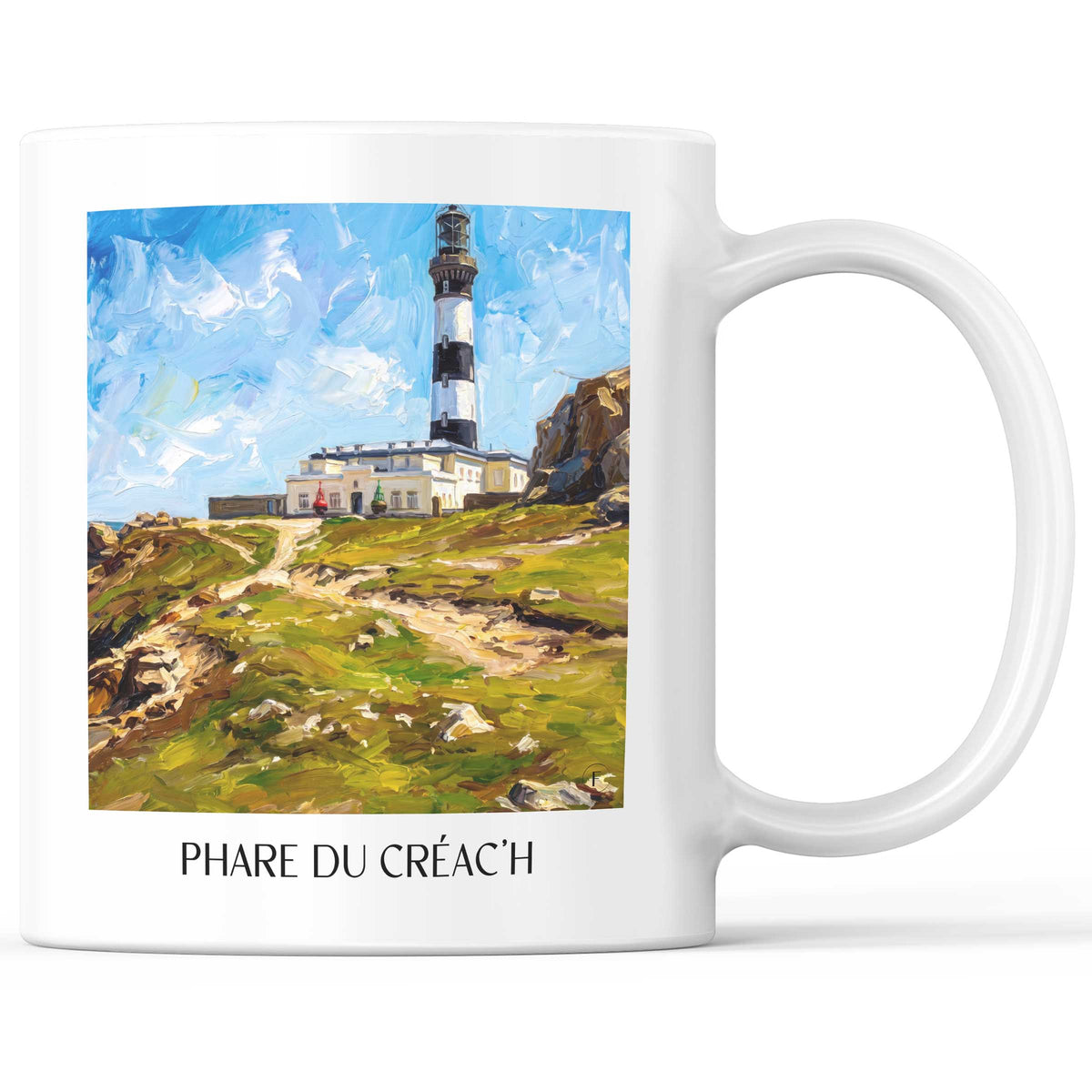 Phare du Créac'h Kaffeebecher - Ouessant - Frankreich Becher - Kaffeetasse im Ölgemälde Stil - favplace