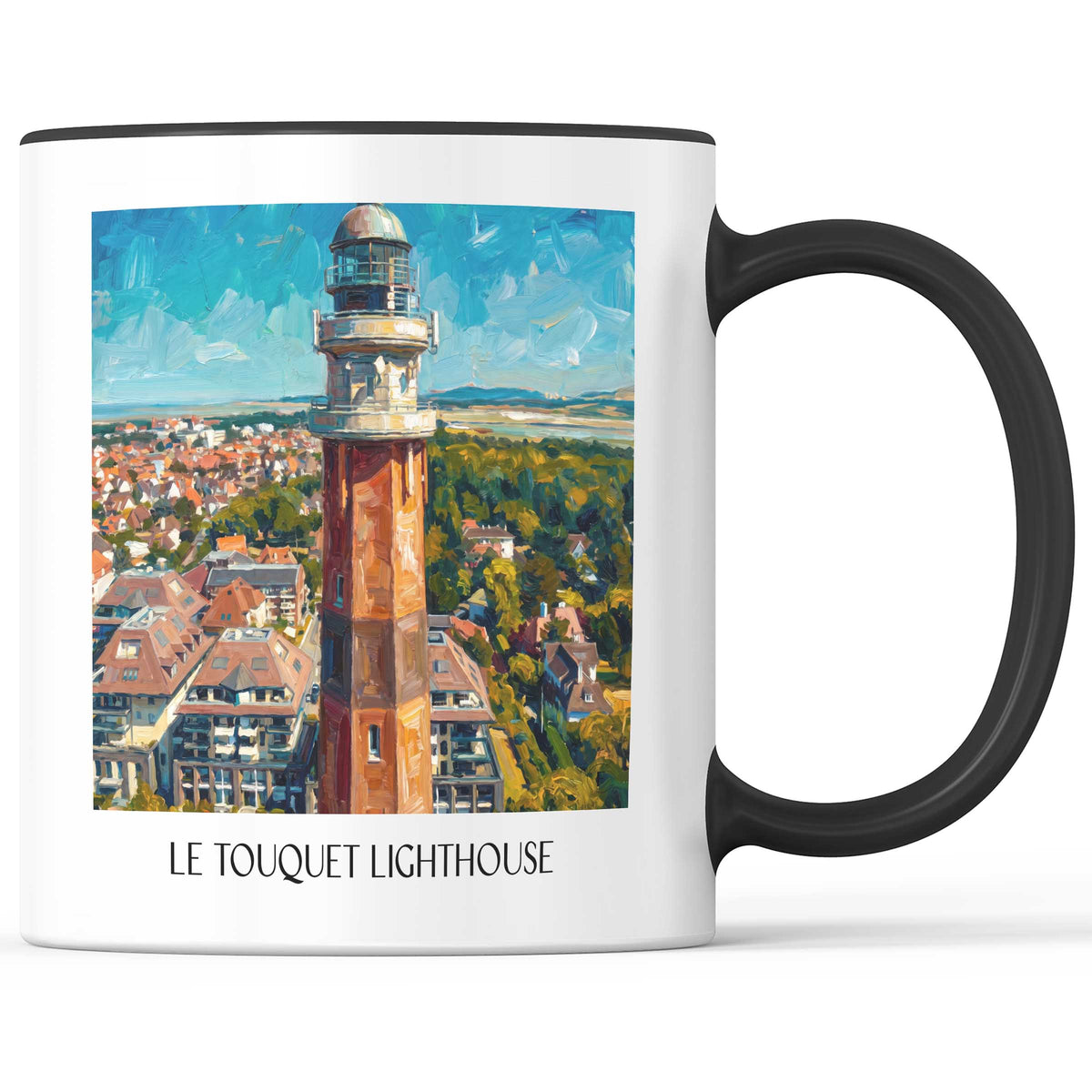 Phare du Touquet Kaffeebecher - Le Touquet-Paris-Plage - Frankreich Becher - Kaffeetasse im Ölgemälde Stil - favplace