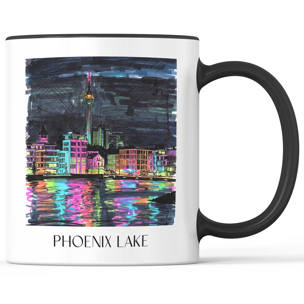 Phoenix See Kaffeebecher - Dortmund - Deutschland Becher - Kaffeetasse im Tag Graffiti Stil - favplace