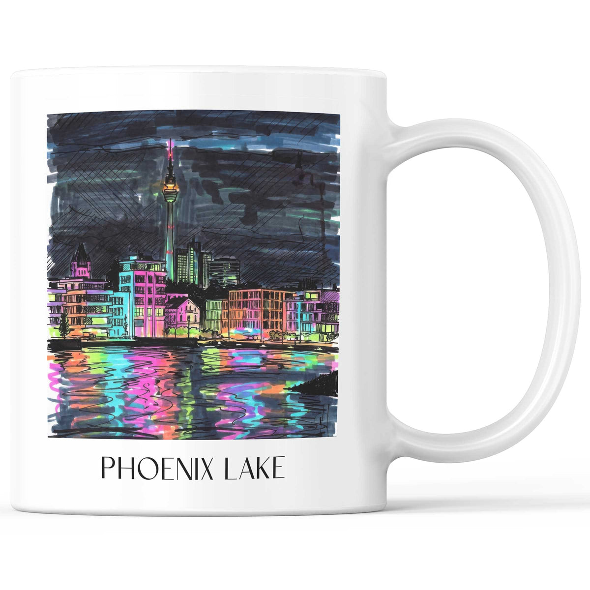 Phoenix See Kaffeebecher - Dortmund - Deutschland Becher - Kaffeetasse im Tag Graffiti Stil - favplace