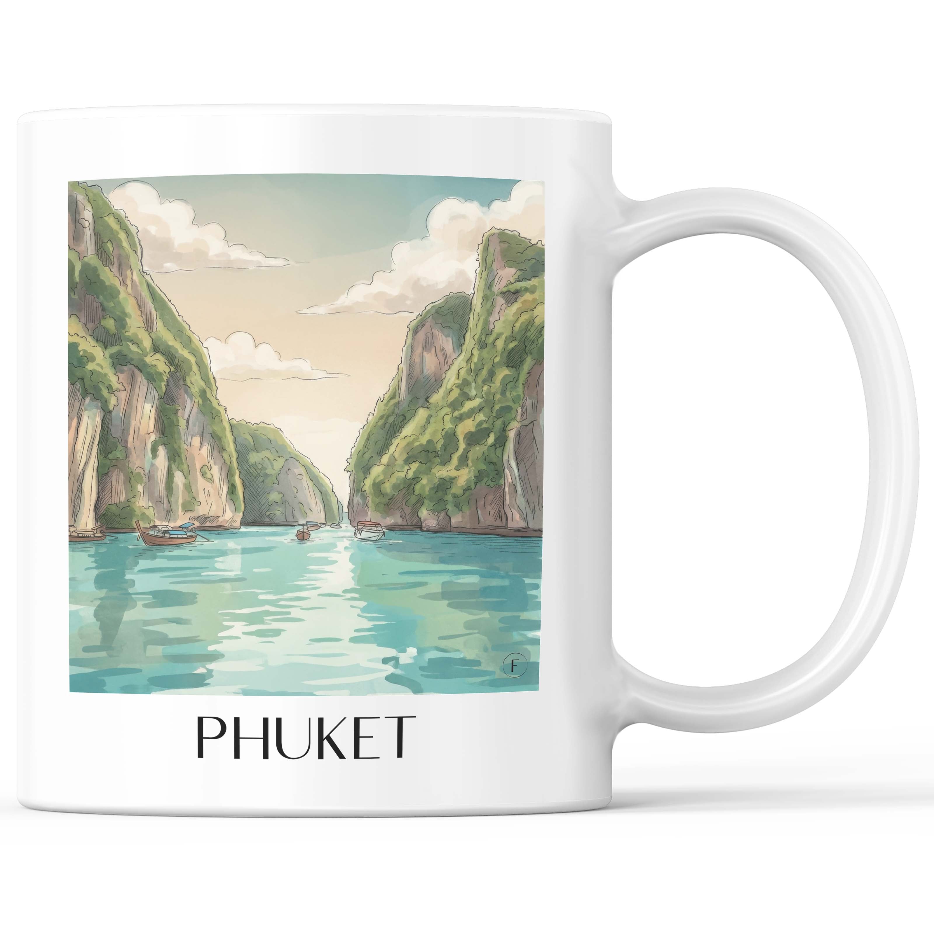 Phuket - Thailand Becher - Kaffeetasse im Aquarell Stil - favplace