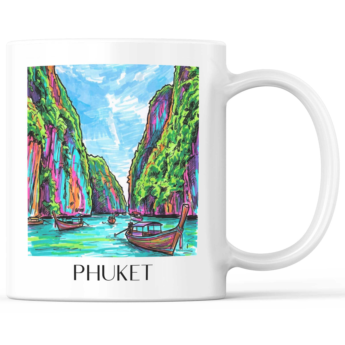 Phuket - Thailand Becher - Kaffeetasse im Tag Graffiti Stil - favplace