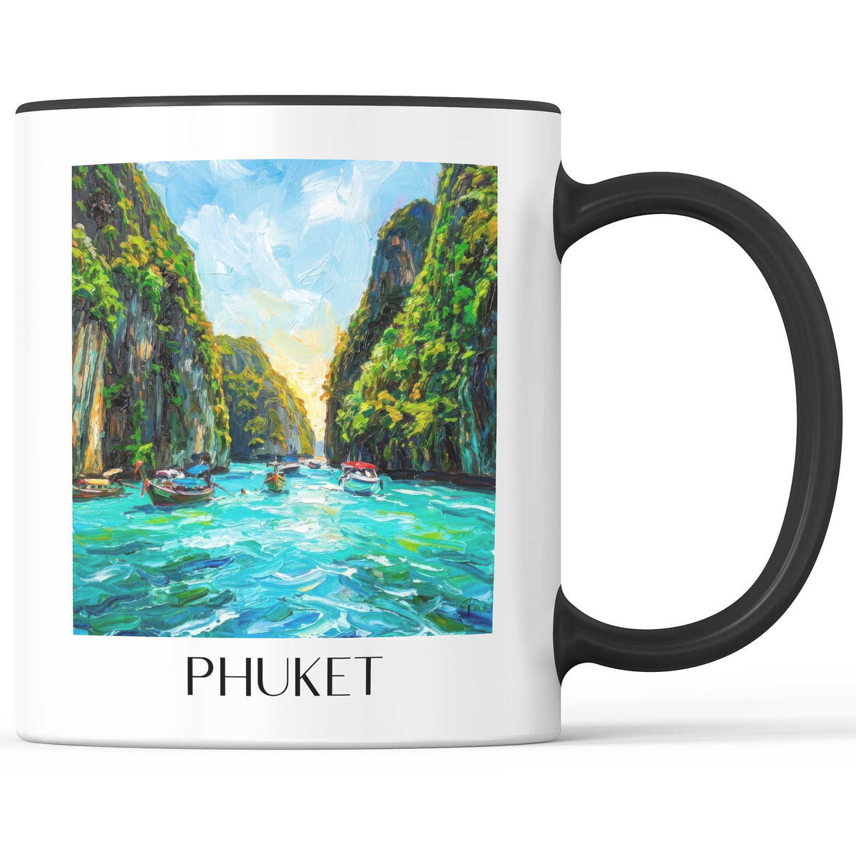 Phuket - Thailand Becher - Kaffeetasse im Ölgemälde Stil - favplace