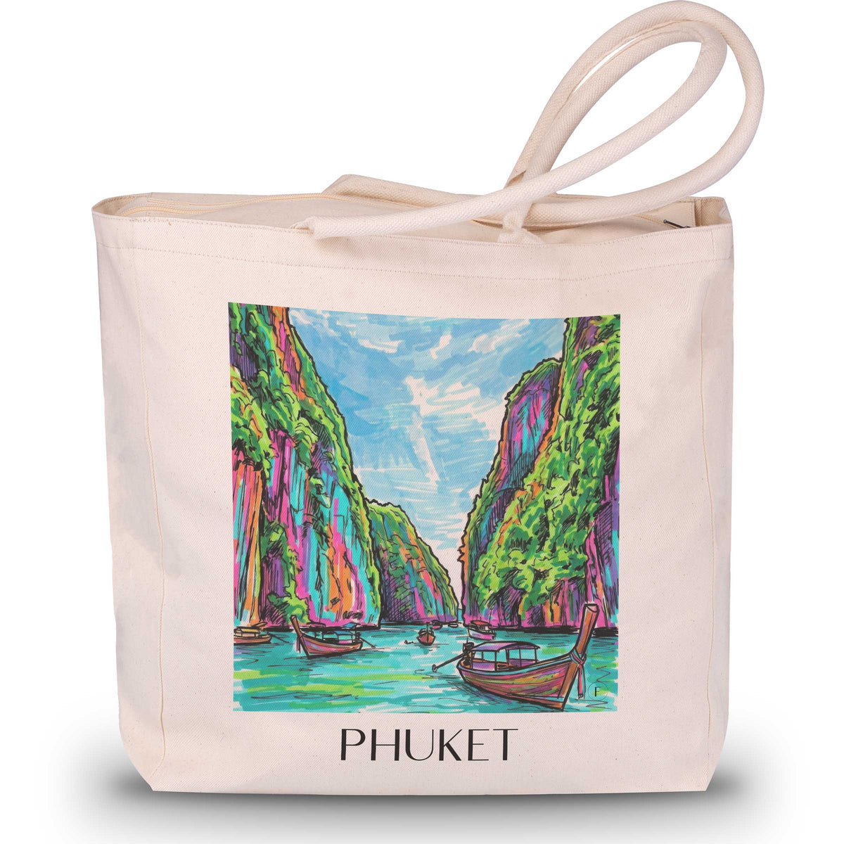 Phuket - Thailand Tote Bag - Einkaufstasche im Tag Graffiti Stil - favplace