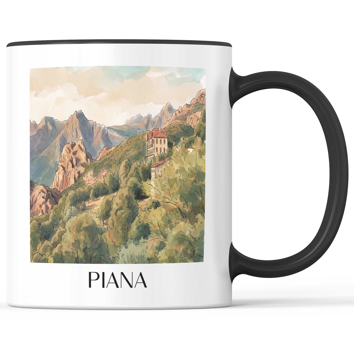 piana-korsika-frankreich-kaffeebecher-aquarell