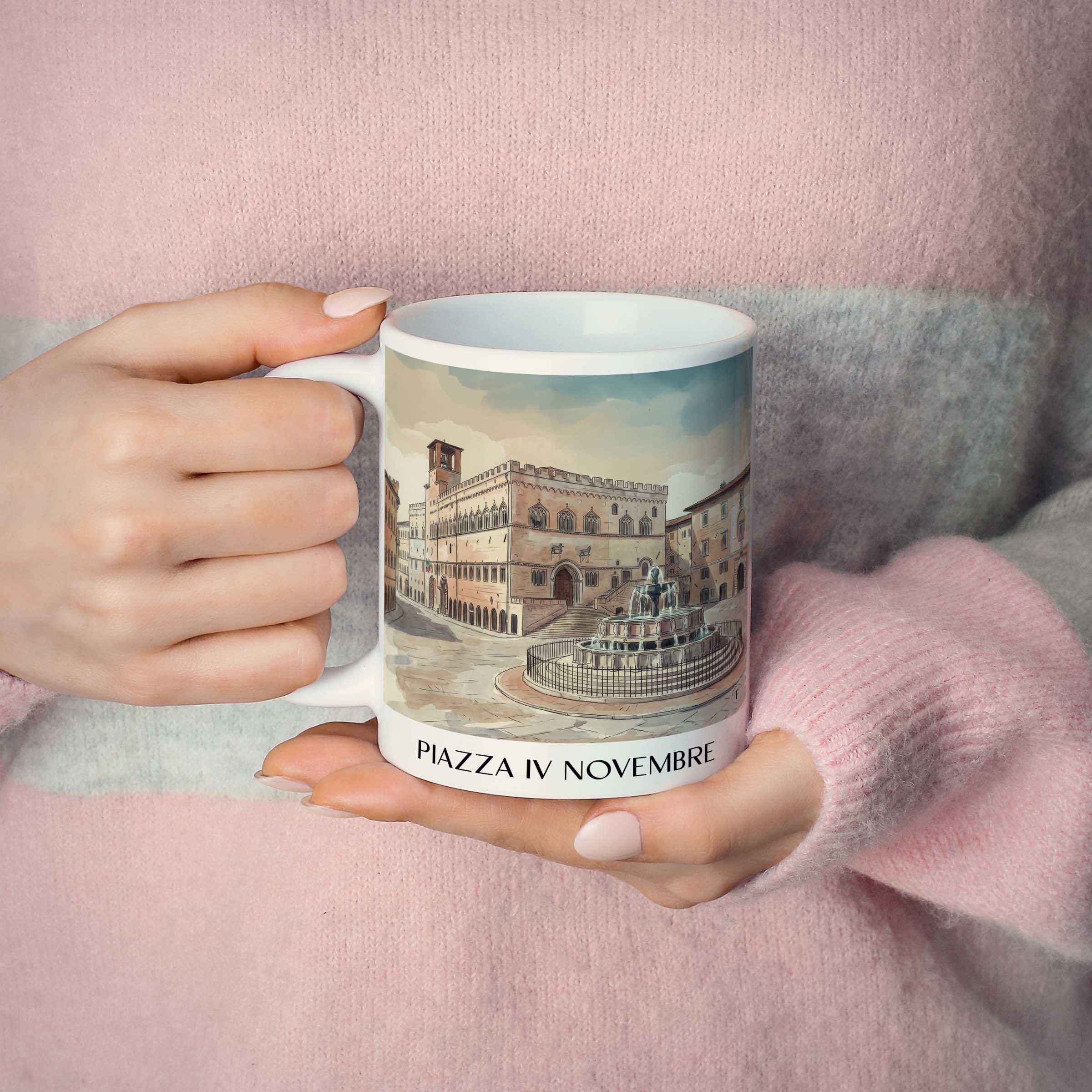 piazza-iv-novembre-perugia-italien-kaffeebecher-aquarell