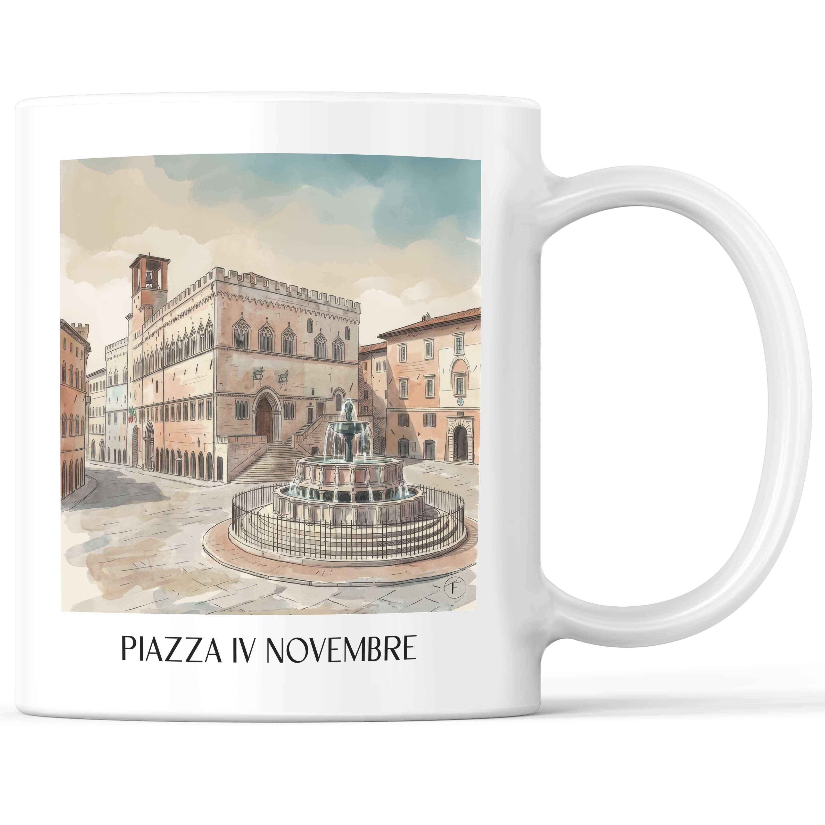 piazza-iv-novembre-perugia-italien-kaffeebecher-aquarell