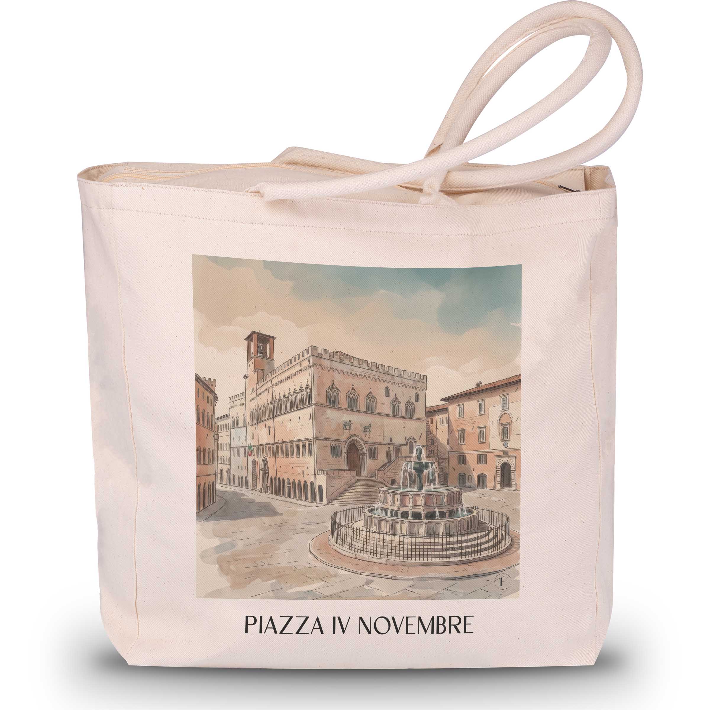 piazza-iv-novembre-perugia-italien-einkaufstasche-aquarell