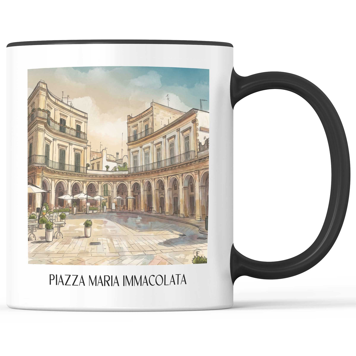 Piazza Maria Immacolata Kaffeebecher - Martina Franca - Italien Becher - Kaffeetasse im Aquarell Stil - favplace