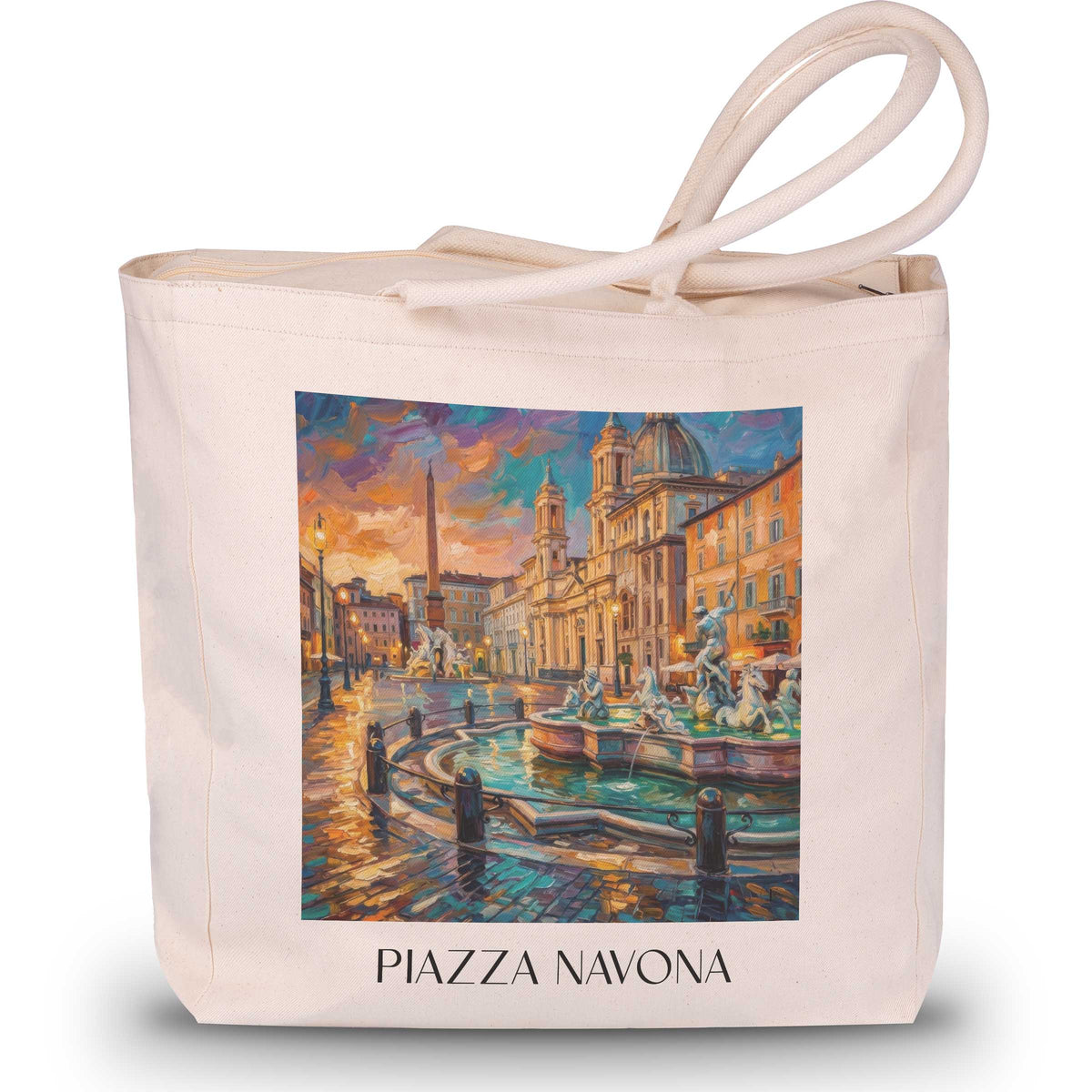 Piazza Navona Shopping Tasche - Rom - Italien Tote Bag - Einkaufstasche im Ölgemälde Stil - favplace