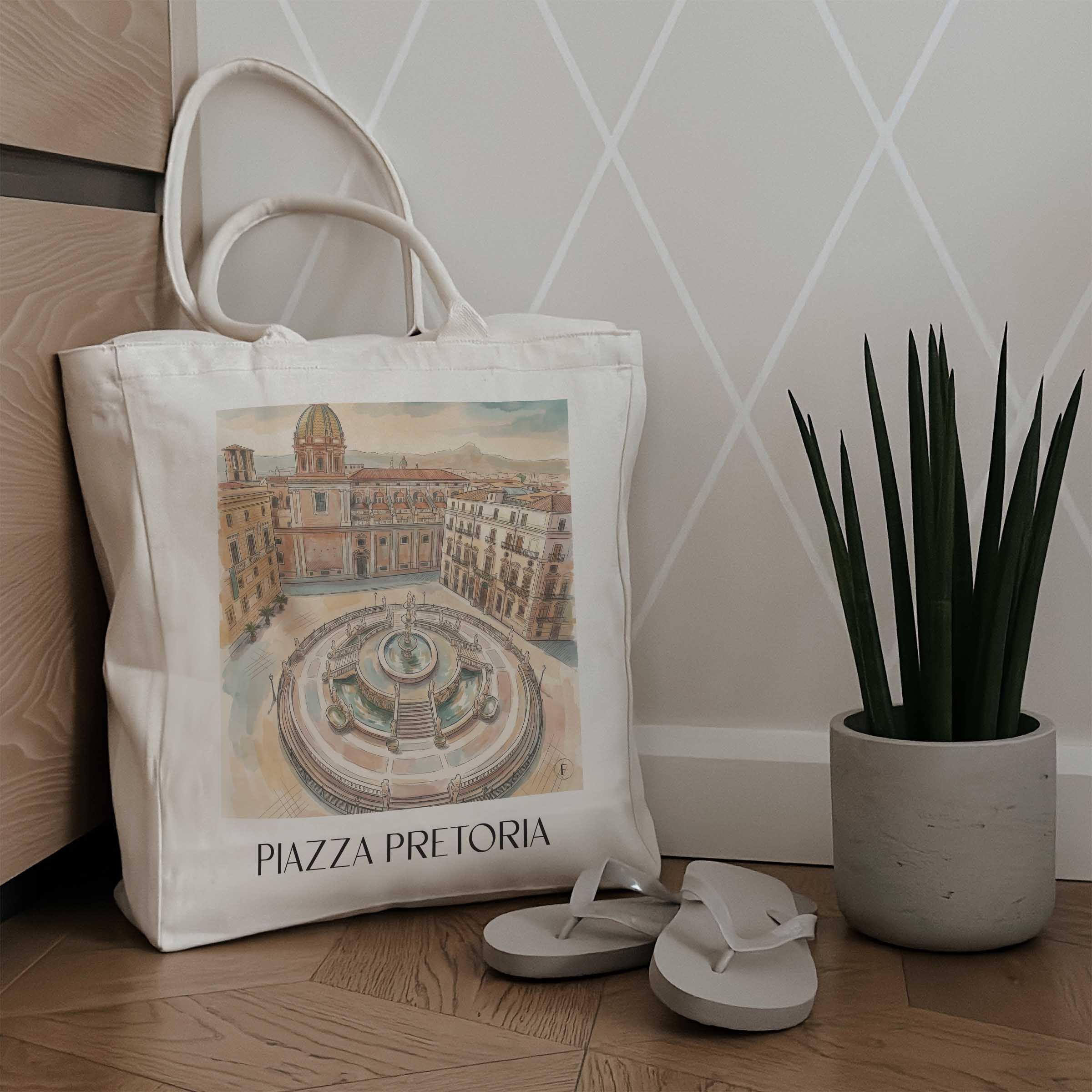 piazza-pretoria-palermo-italien-einkaufstasche-aquarell