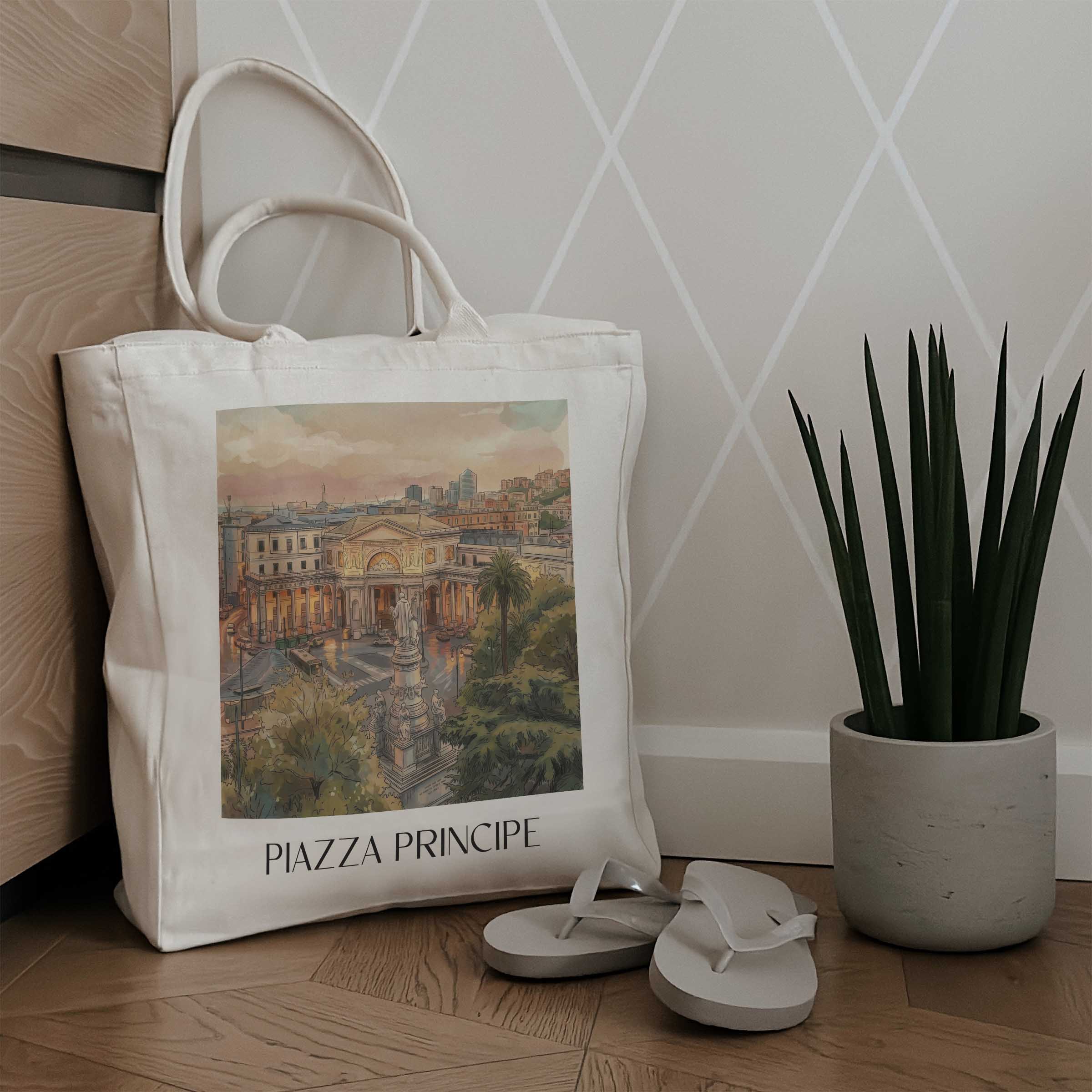 piazza-principe-genua-italien-einkaufstasche-aquarell