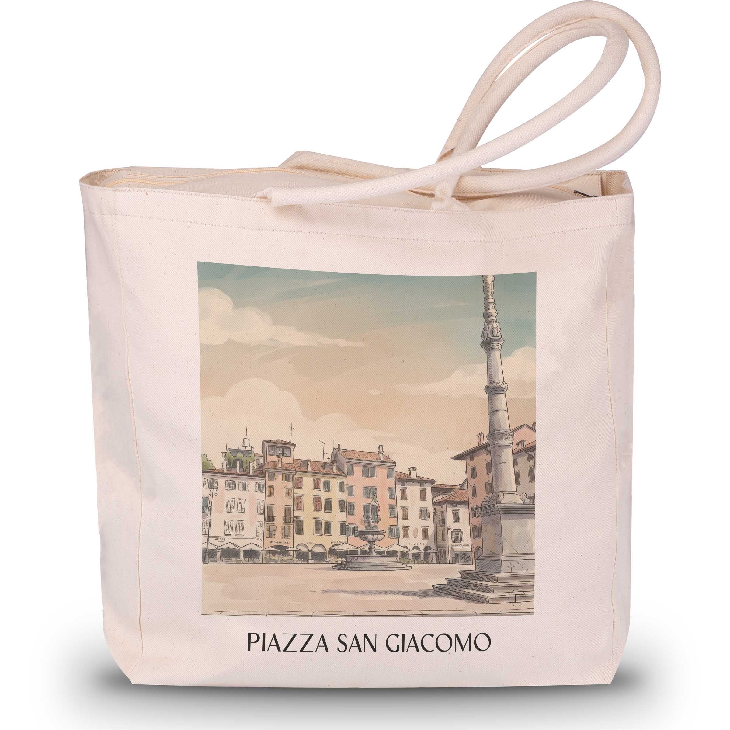 Piazza San Giacomo Shopping Tasche - Udine - Italien Tote Bag - Einkaufstasche im Aquarell Stil - favplace