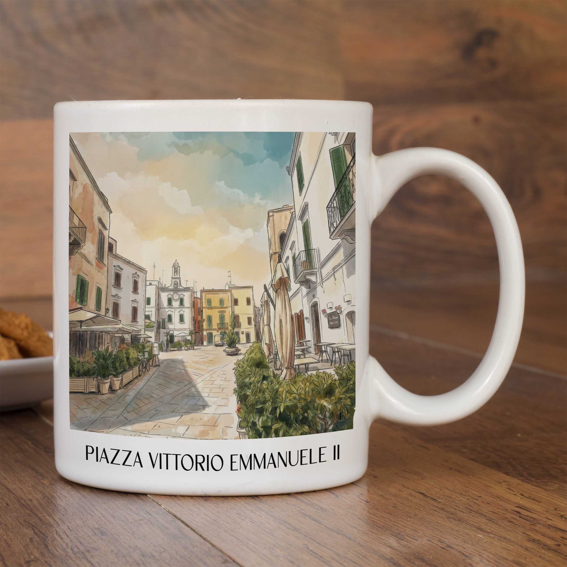 piazza-vittorio-emmanuele-ii-polignano-a-mare-italien-kaffeebecher-aquarell