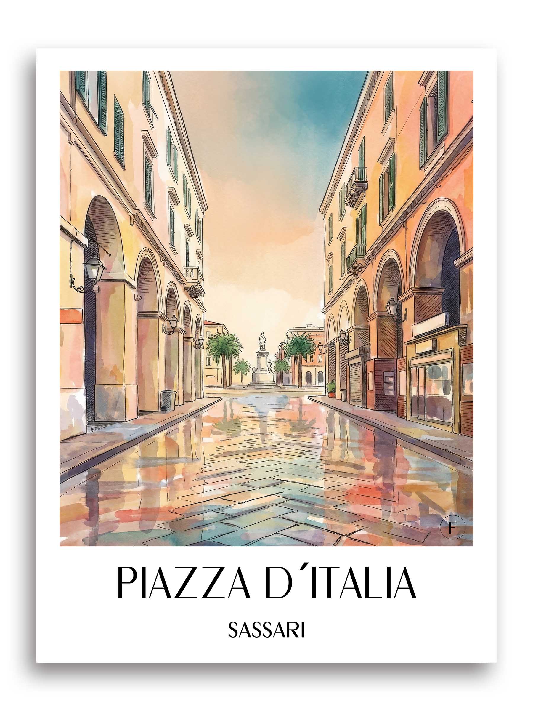 piazza-d´italia-sassari-italien-poster-aquarell