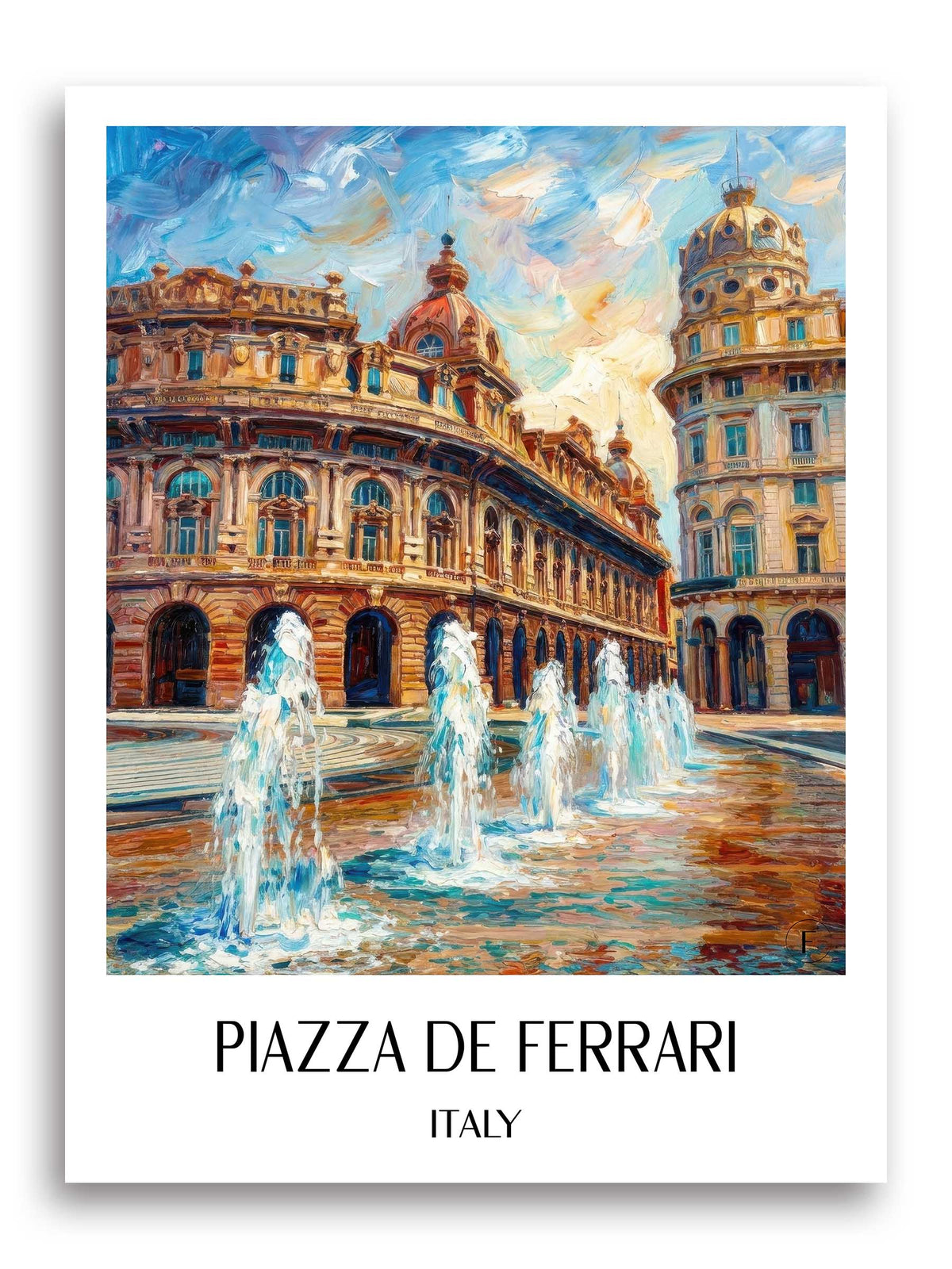 Piazza de Ferrari Poster - Genua - Italien Kunstdruck - Ölgemälde von A4 bis A1 - favplace