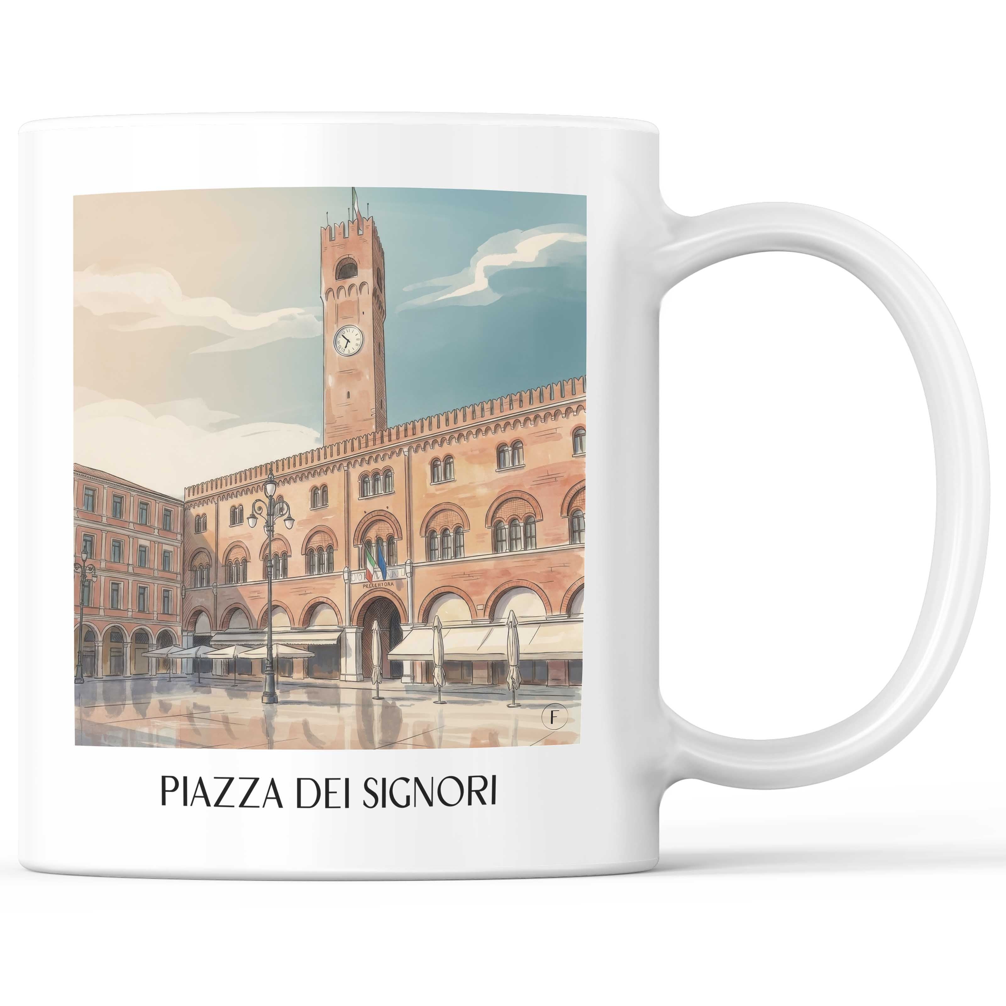 Piazza dei Signori Kaffeebecher - Treviso - Italien Becher - Kaffeetasse im Aquarell Stil - favplace