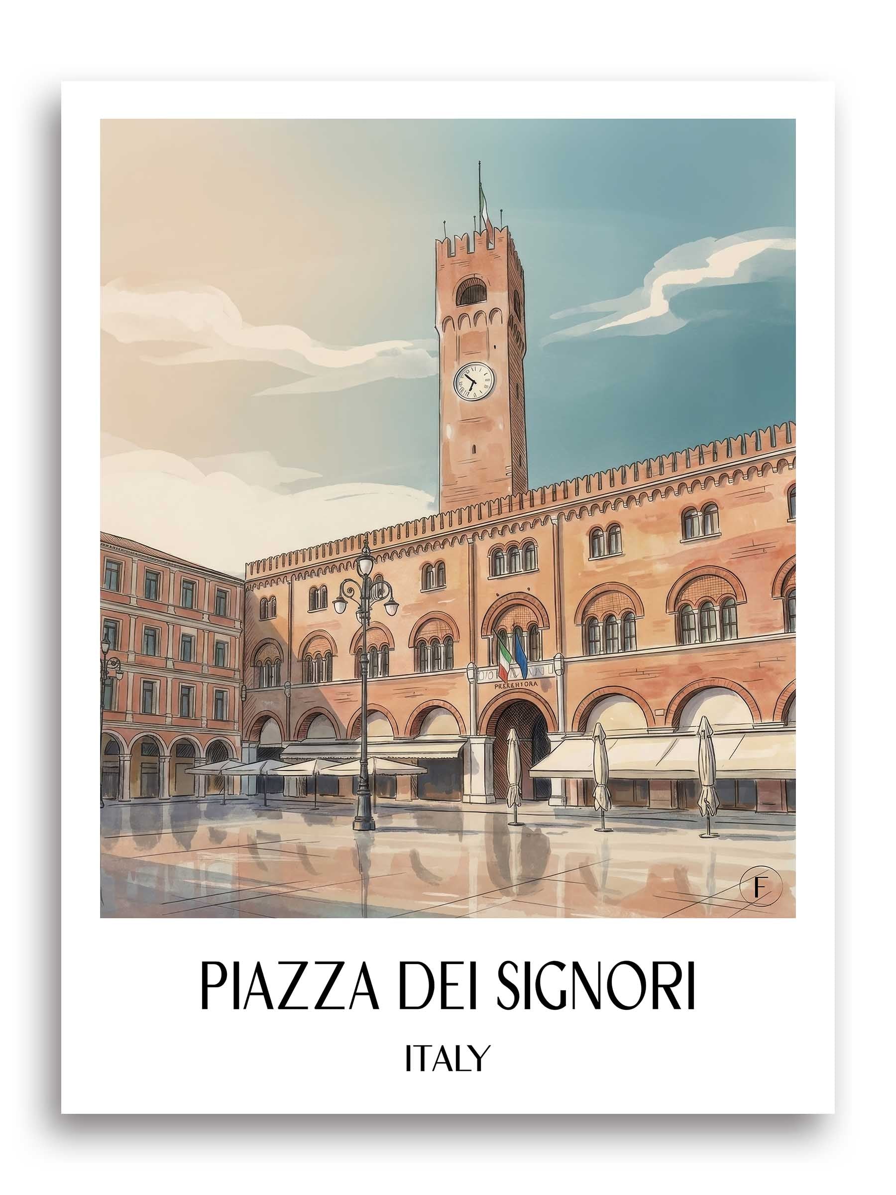 Piazza dei Signori Poster - Treviso - Italien Kunstdruck - Aquarell von A4 bis A1 - favplace