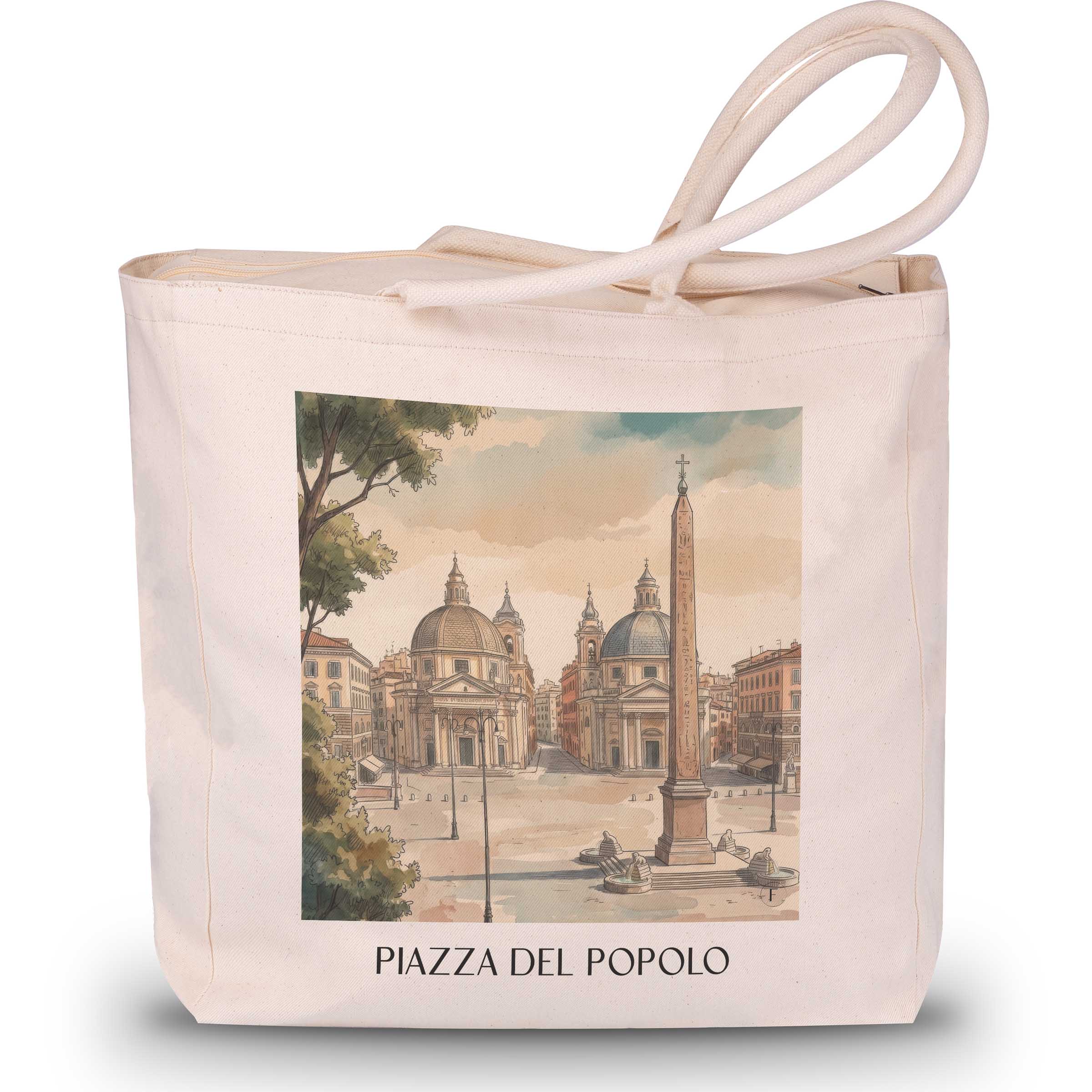 Piazza del Popolo Shopping Tasche - Rom - Italien Tote Bag - Einkaufstasche im Aquarell Stil - favplace