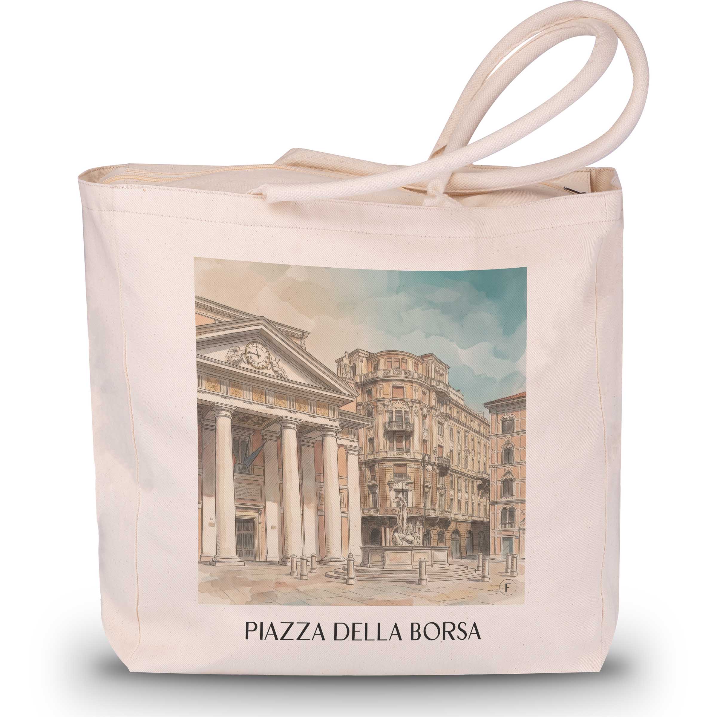 Piazza della Borsa Shopping Tasche - Triest - Italien Tote Bag - Einkaufstasche im Aquarell Stil - favplace