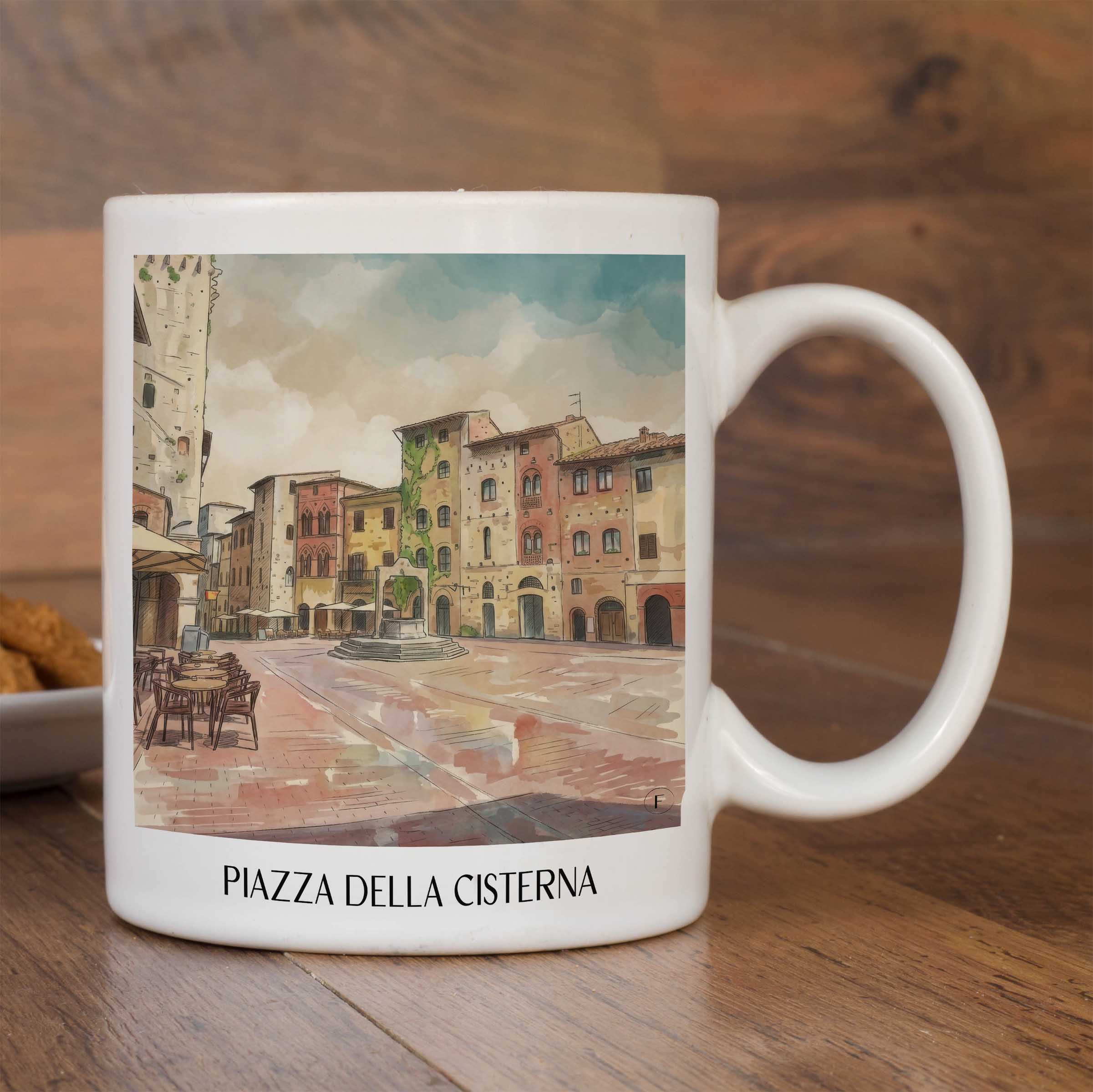 piazza-della-cisterna-san-gimignano-italien-kaffeebecher-aquarell